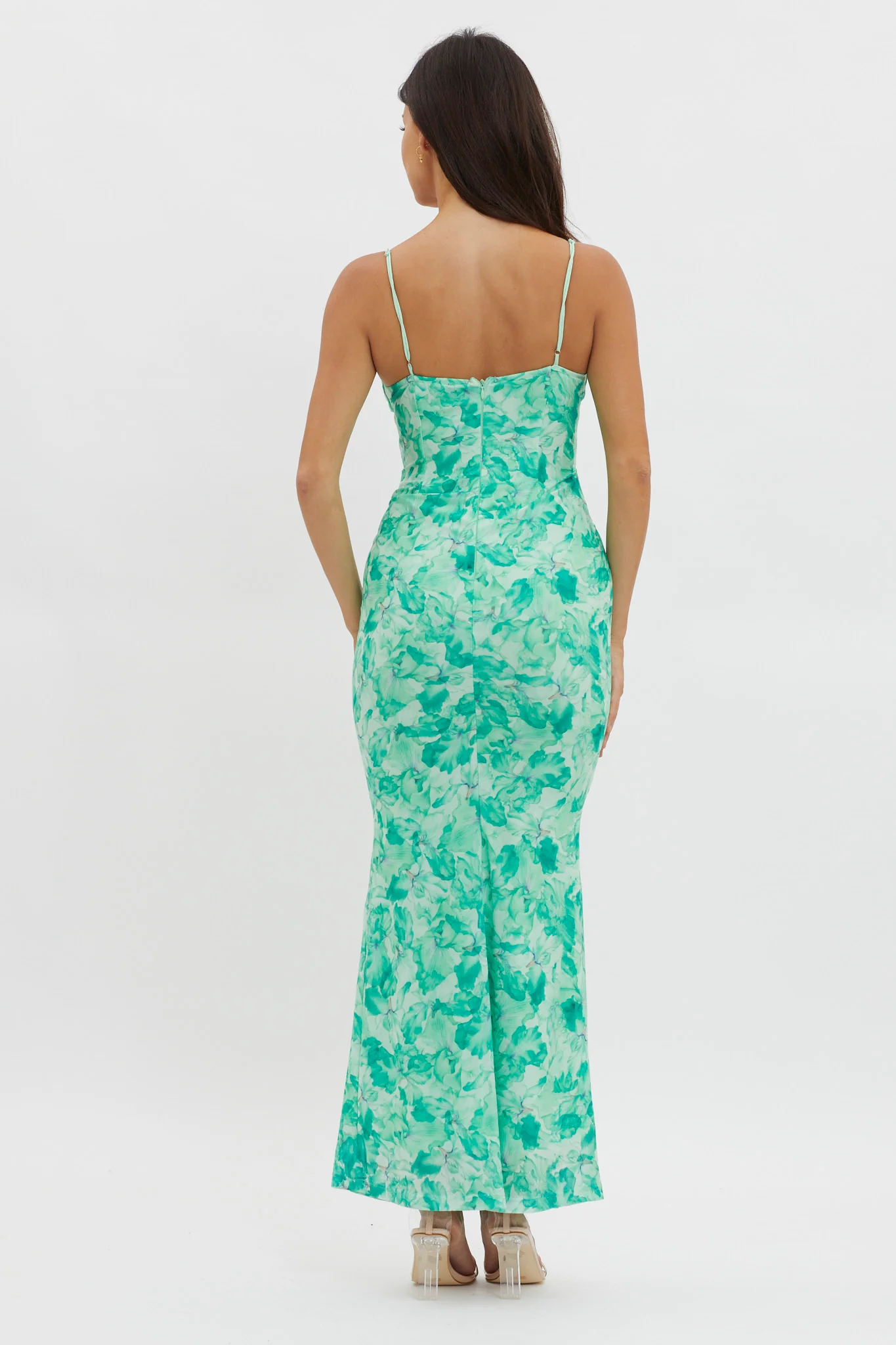 Teava Laced Waist Maxi Dress Orchid Green - Image 2