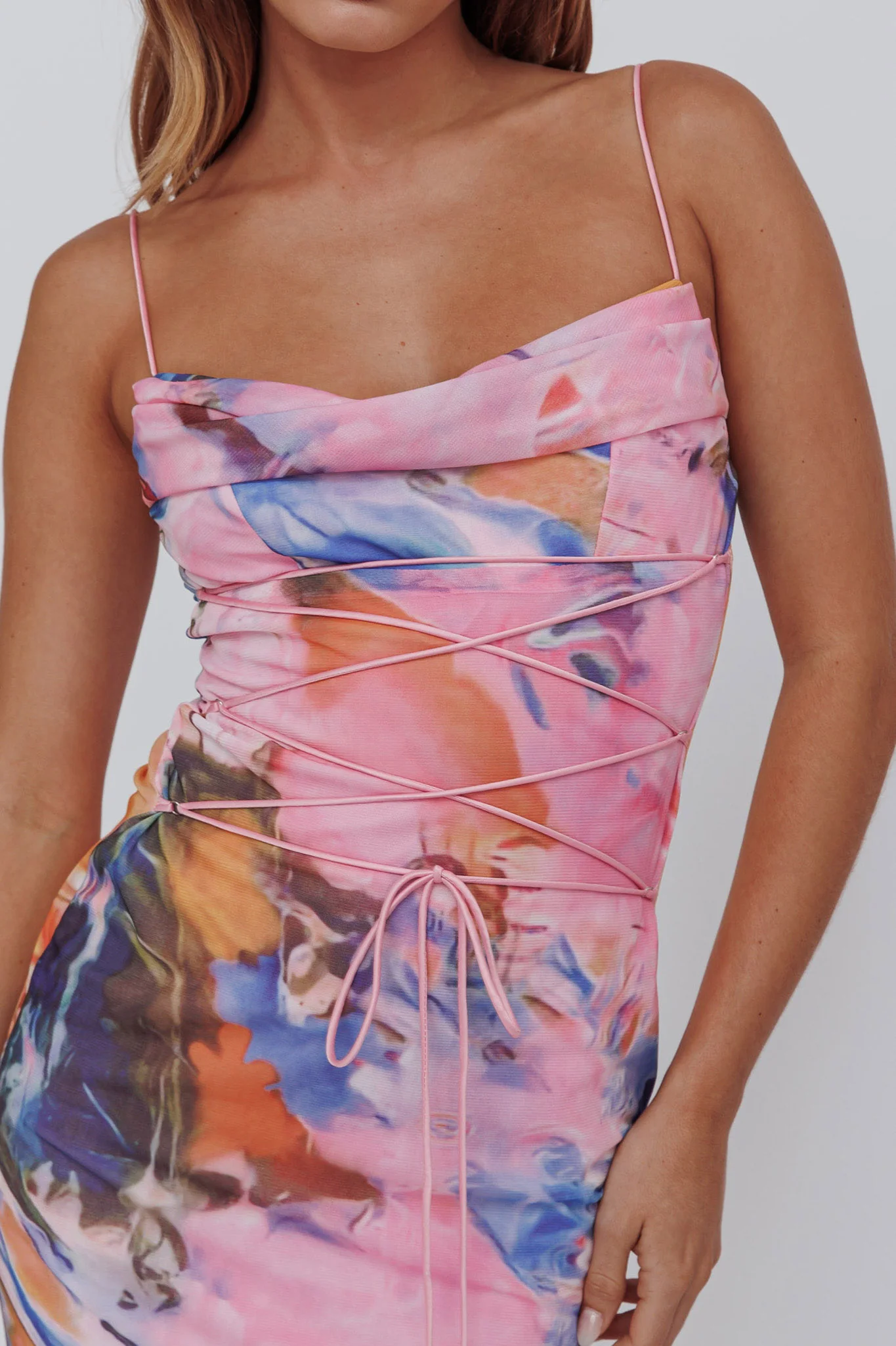 Teava Laced Waist Maxi Dress Watercolor Pink - Image 4