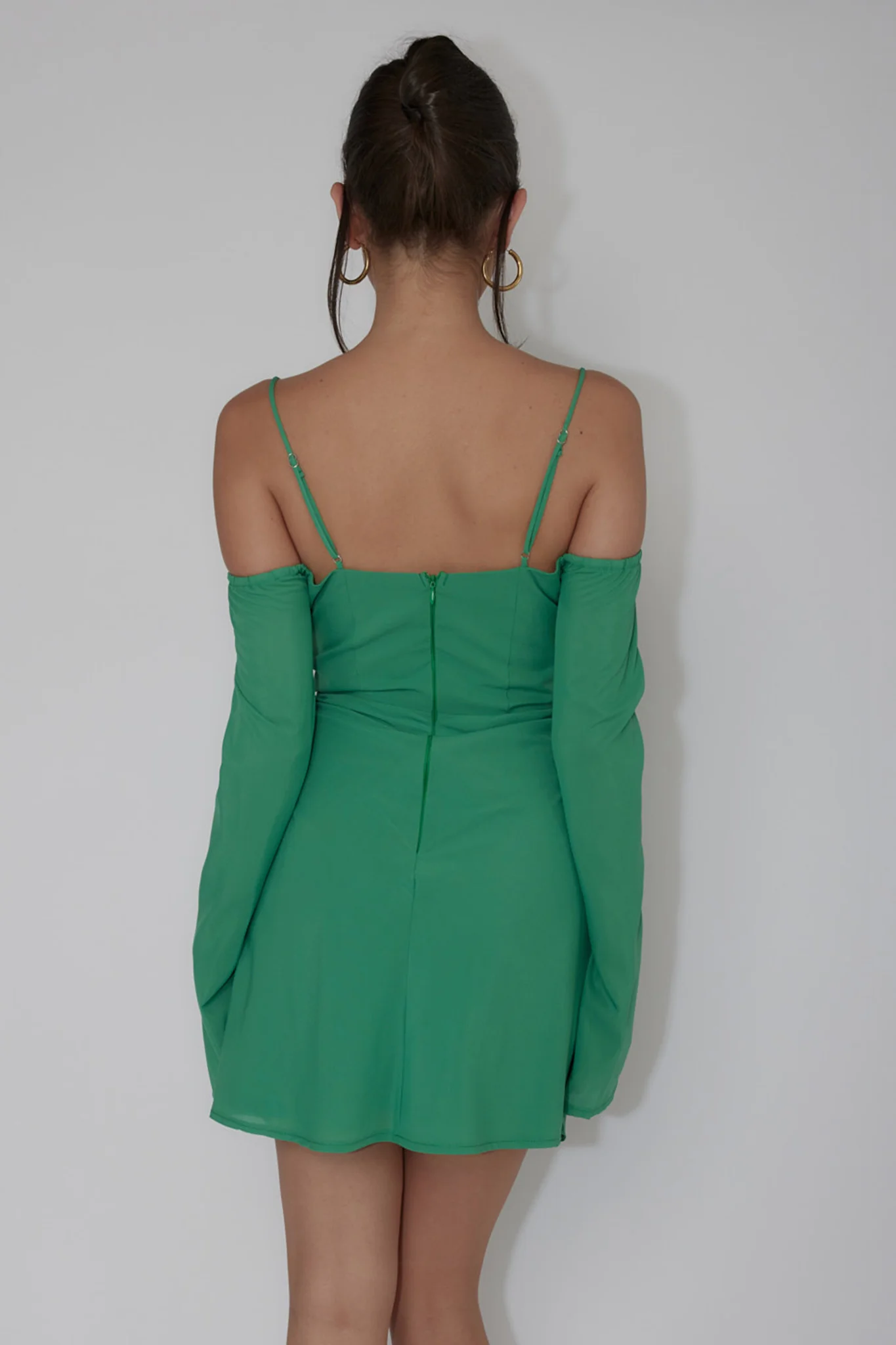 Teava Off-Shoulder Sleeve Laced Mini Dress Jade - Image 2