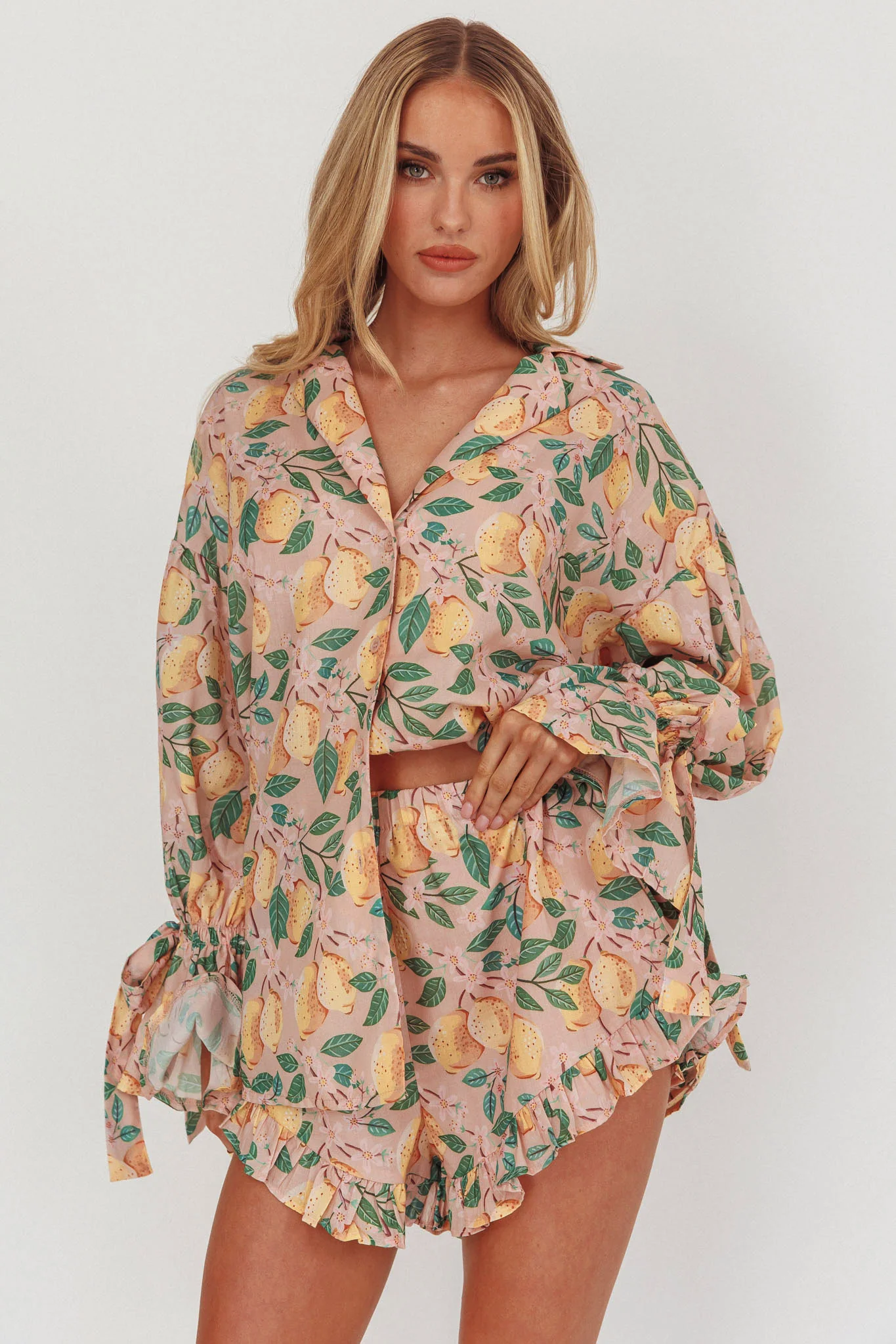 Telling Secrets Tied Cuff Top Lemon - Image 5