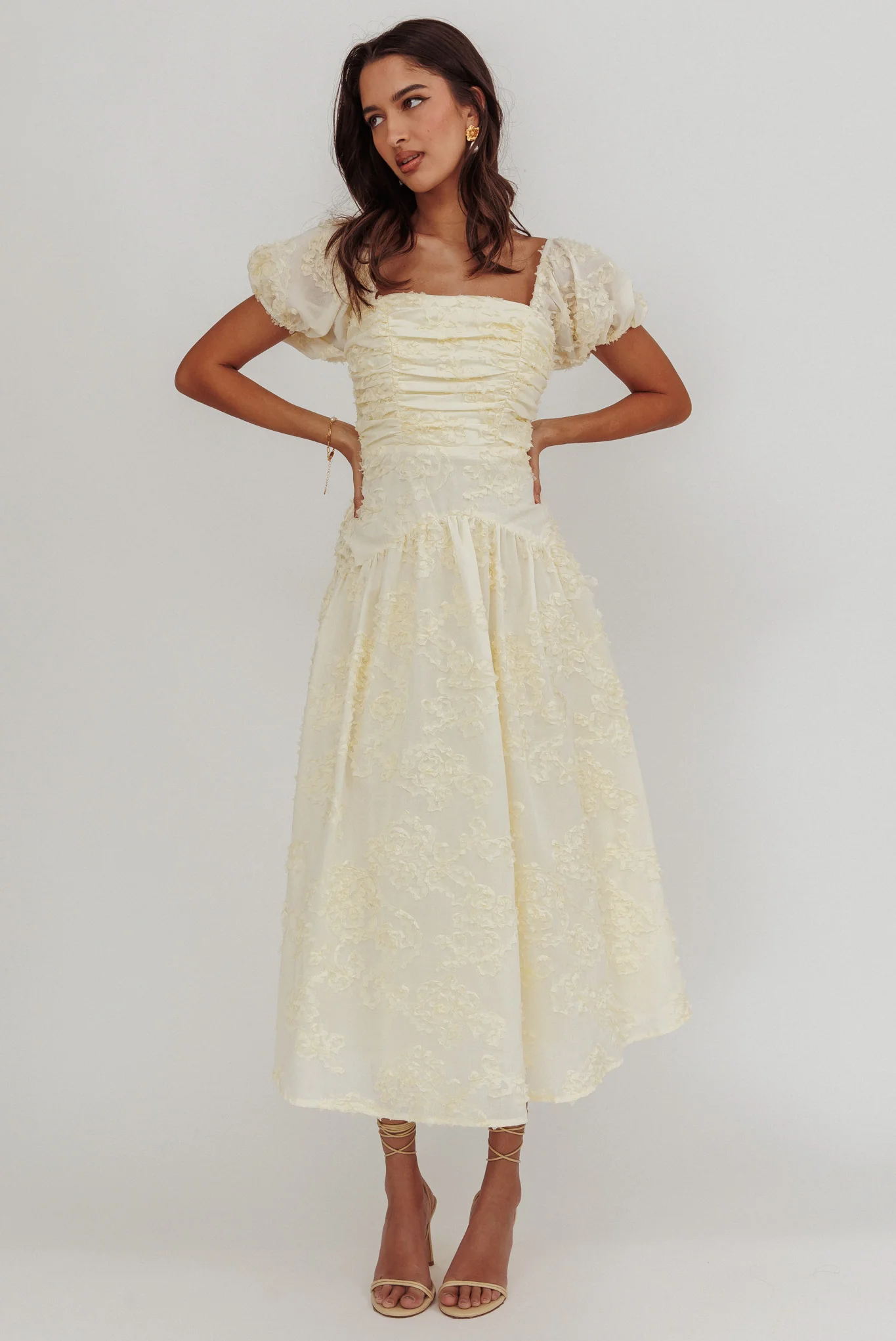 Telma Puff Sleeves Midi Dress Butter - Image 6