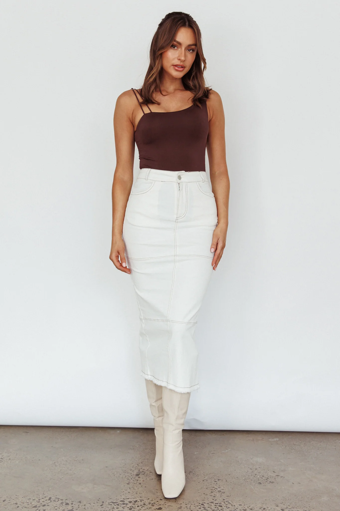 Thalia Pocket Midi Skirt White - Image 3