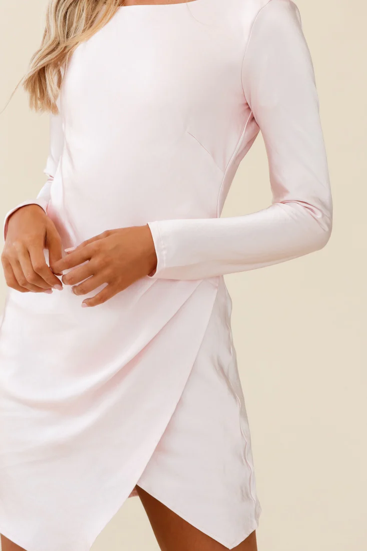 Thank Me Later Long Sleeve Open Back Dress Baby Pink - Image 6