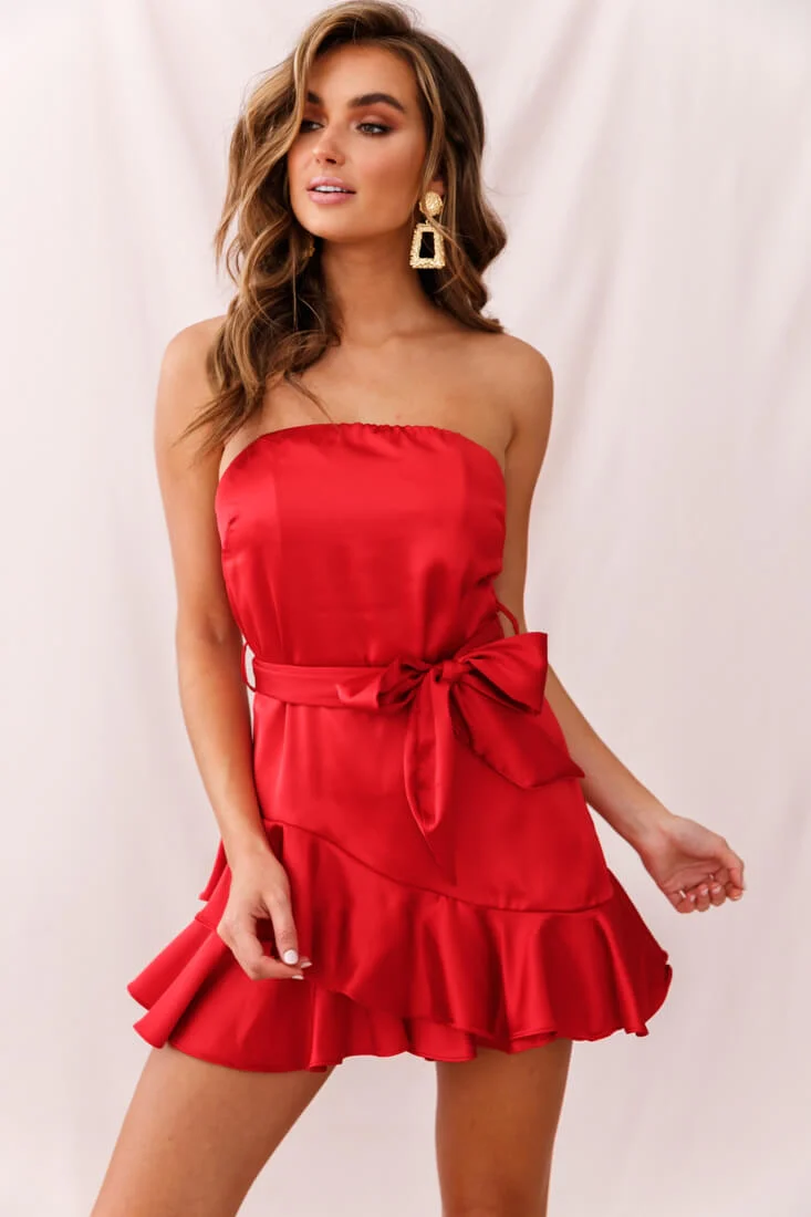 Thank U, Next Bandeau Satin Romper Red - Image 2