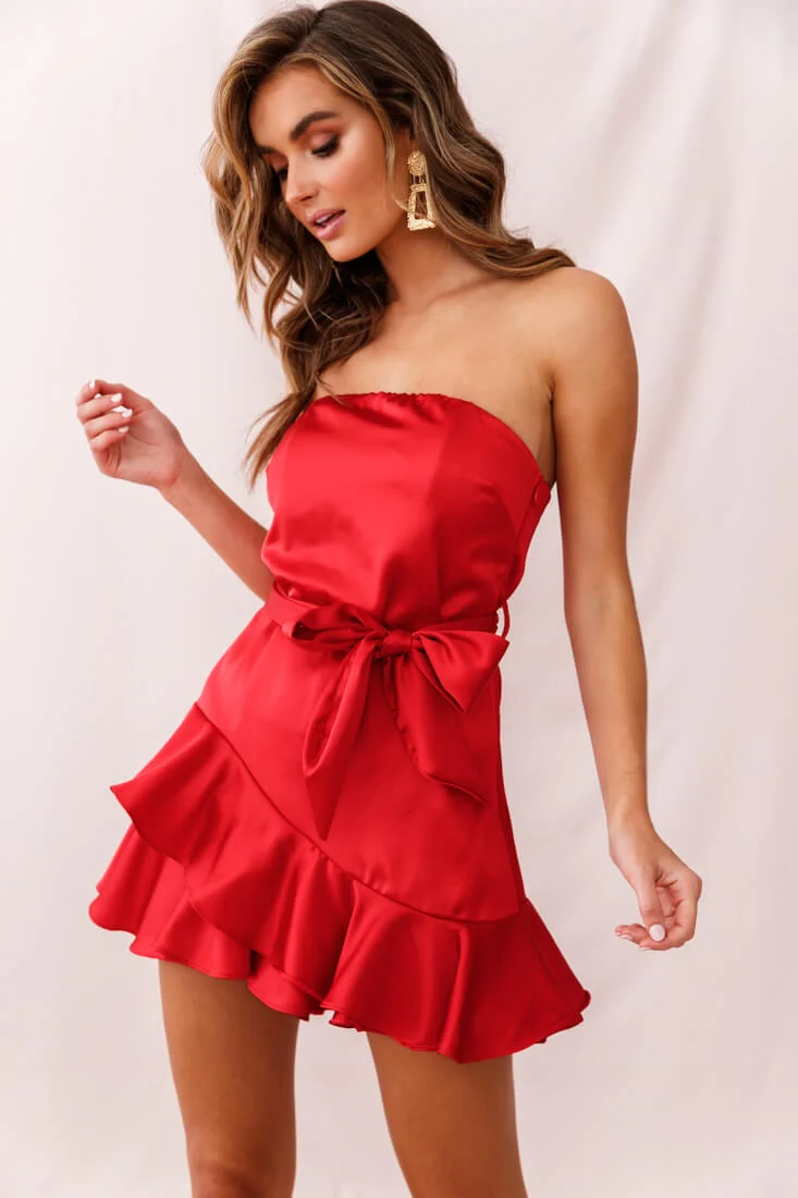 Thank U, Next Bandeau Satin Romper Red - Image 6