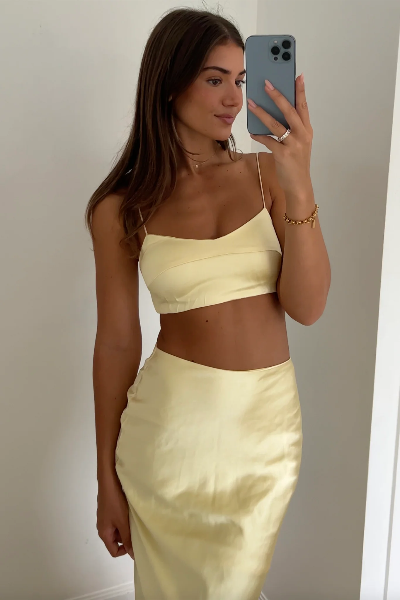 The Moment Satin Maxi Skirt Light Yellow - Image 4