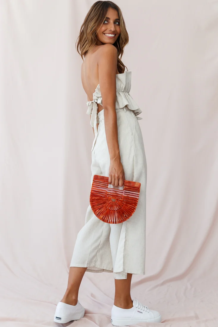 Thea Ruffle Crop Top Jumpsuit Natural - Image 3