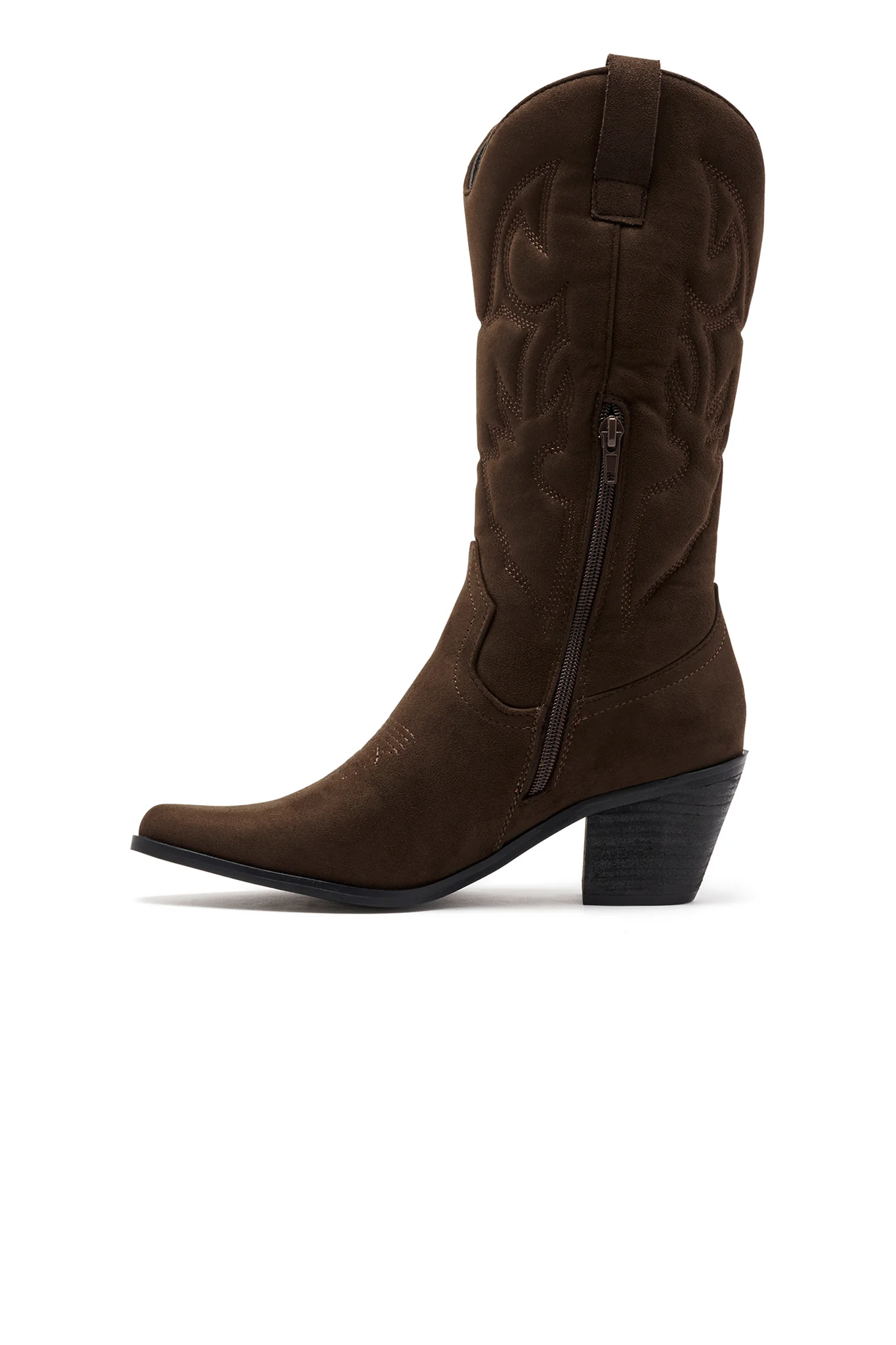 THERAPY Clayton Cowboy Boot Chocolate Faux Suede - Image 2