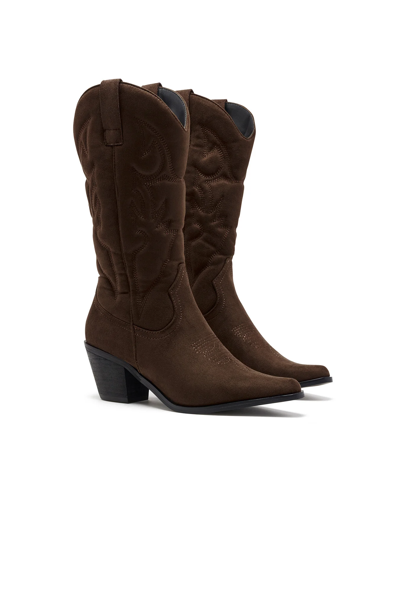 THERAPY Clayton Cowboy Boot Chocolate Faux Suede - Image 4