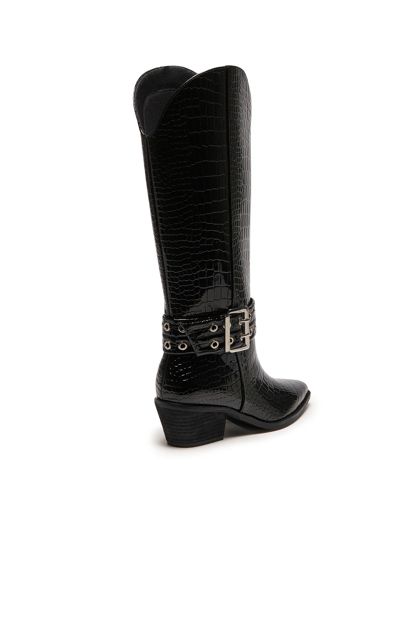 THERAPY Maiden Cowboy Boot Black Patent Croc - Image 3