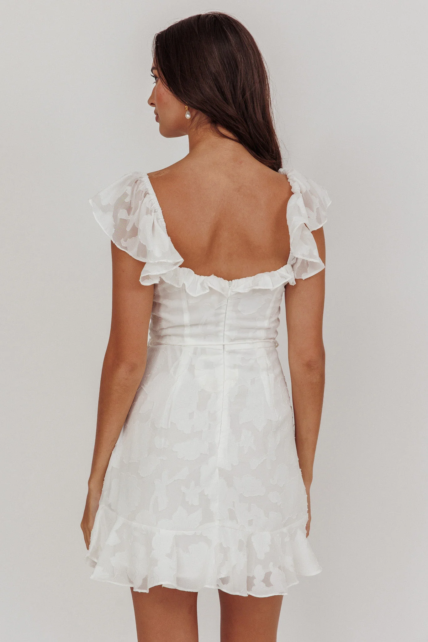 Thinkin' Bout You Ruffle Trim Dress Textured White - Image 2