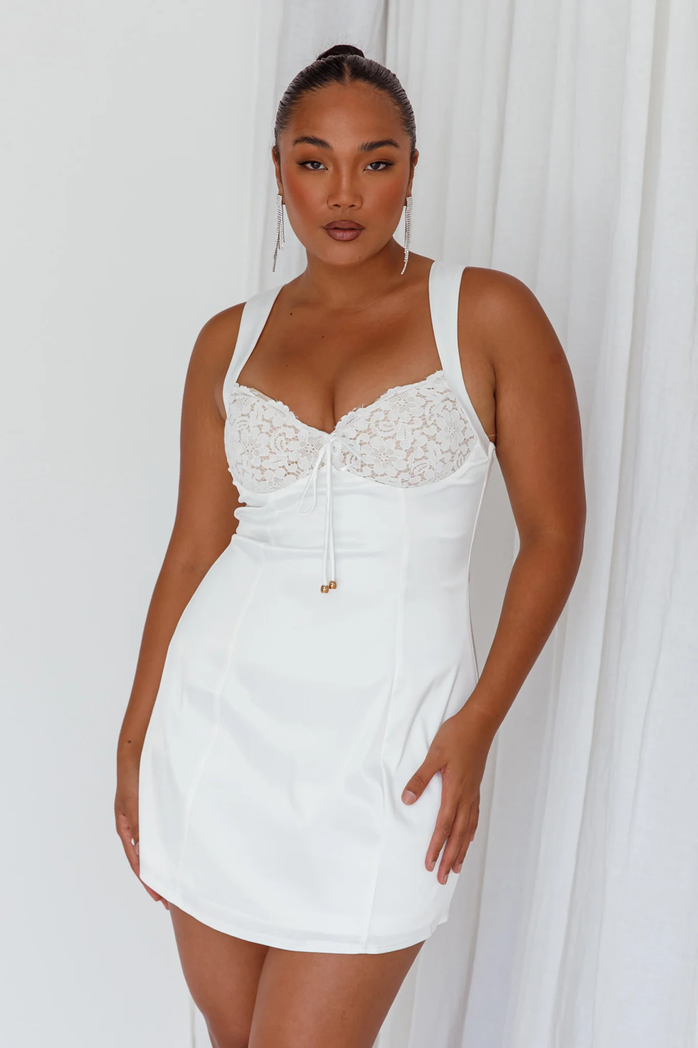 Ti Amo Lace Bust Mini Dress White - Image 4