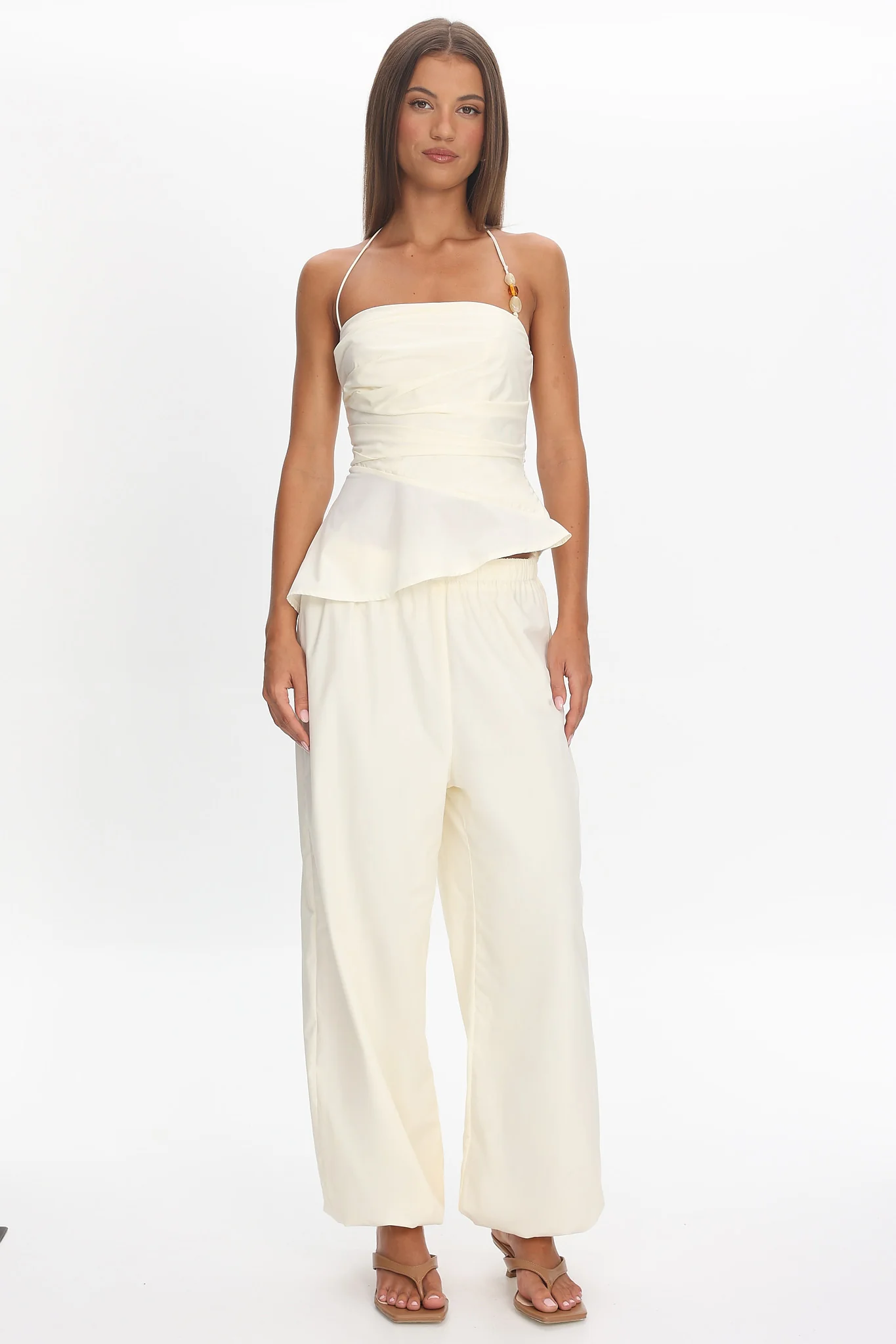 Tilah Drawstring Balloon Pants Cream - Image 5