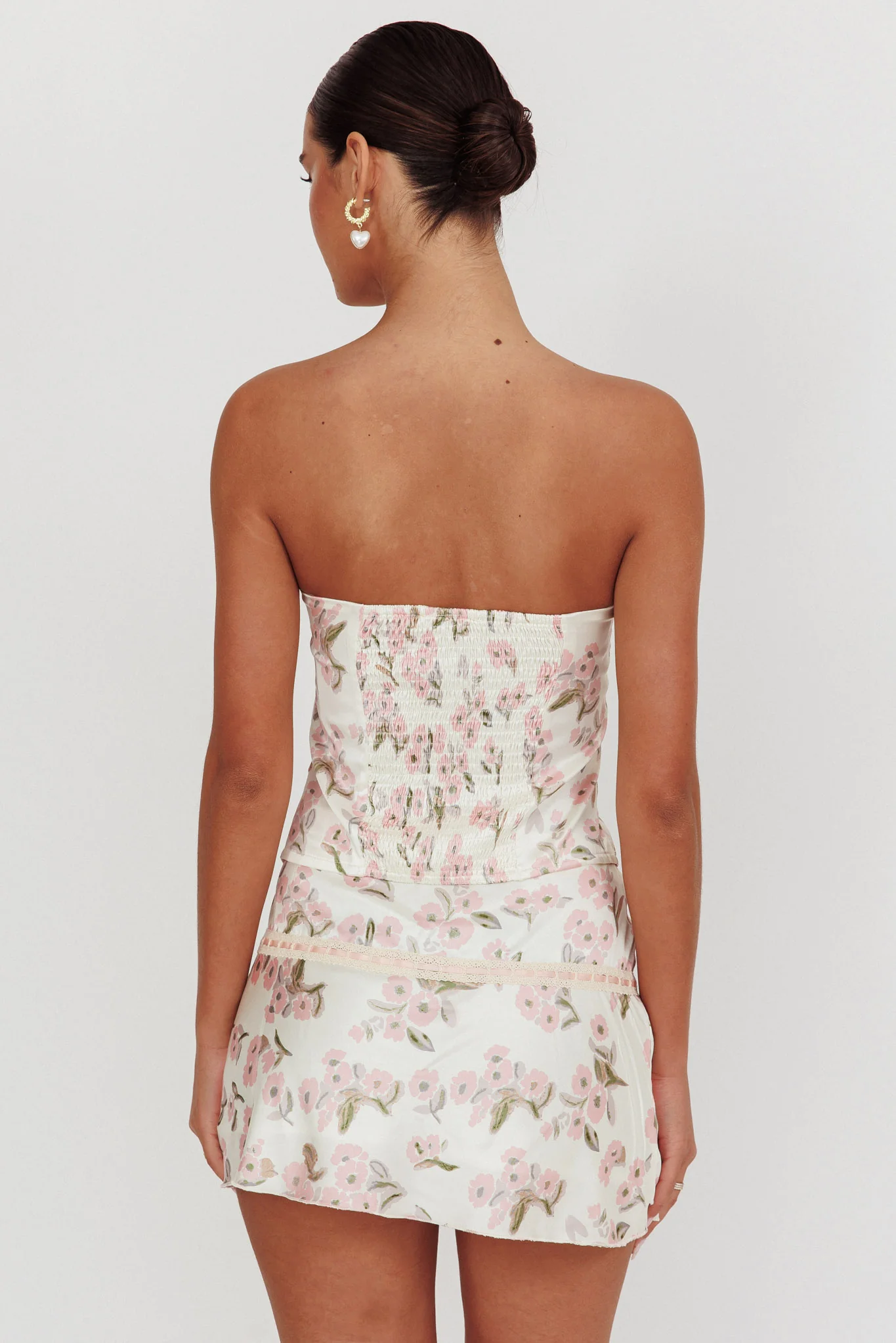 Tiya Lace Trim Mini Skirt Floral Pink - Image 5