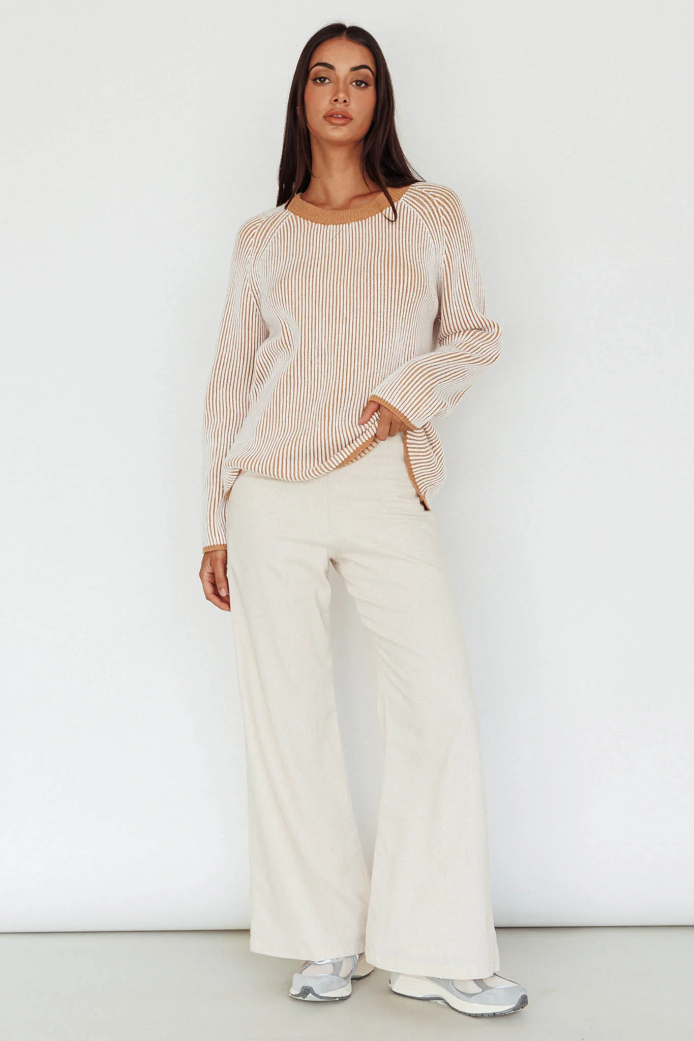 Trafalgur Ribbed Knit Sweater Camel - Image 3
