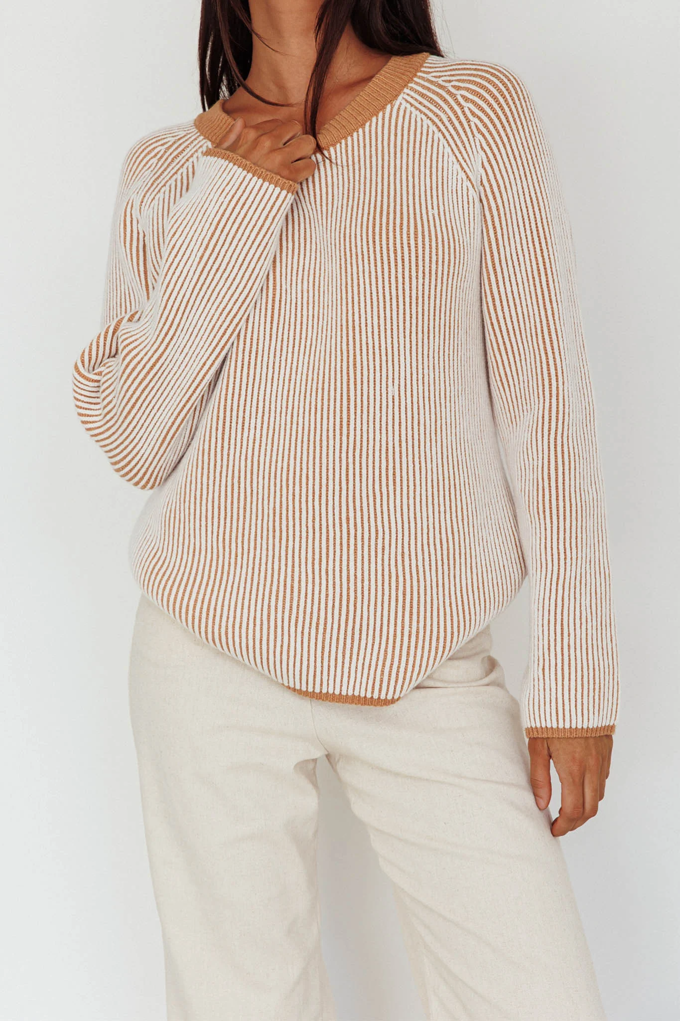 Trafalgur Ribbed Knit Sweater Camel - Image 4