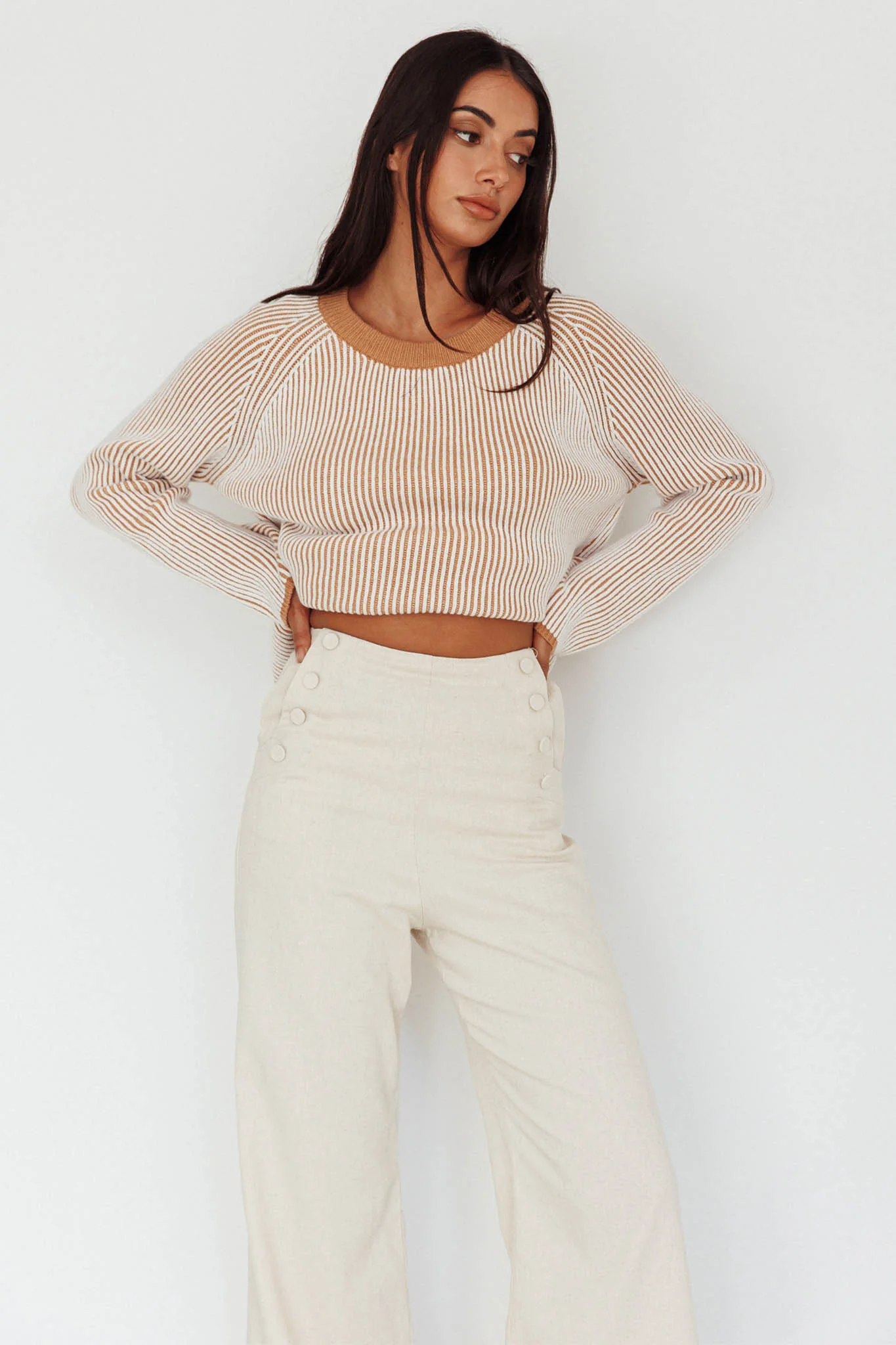 Trafalgur Ribbed Knit Sweater Camel - Image 5