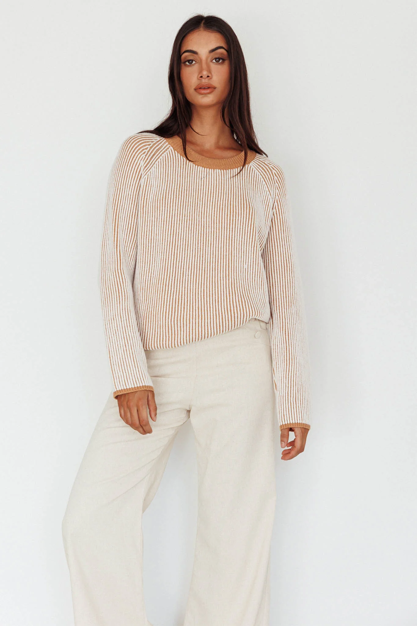 Trafalgur Ribbed Knit Sweater Camel - Image 7