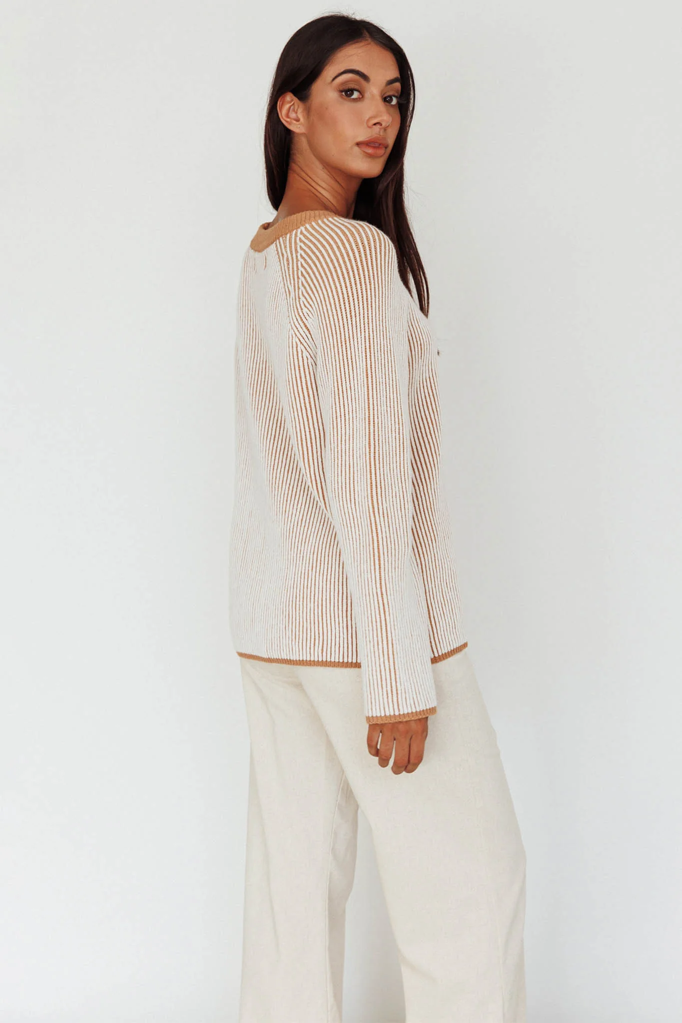 Trafalgur Ribbed Knit Sweater Camel - Image 8