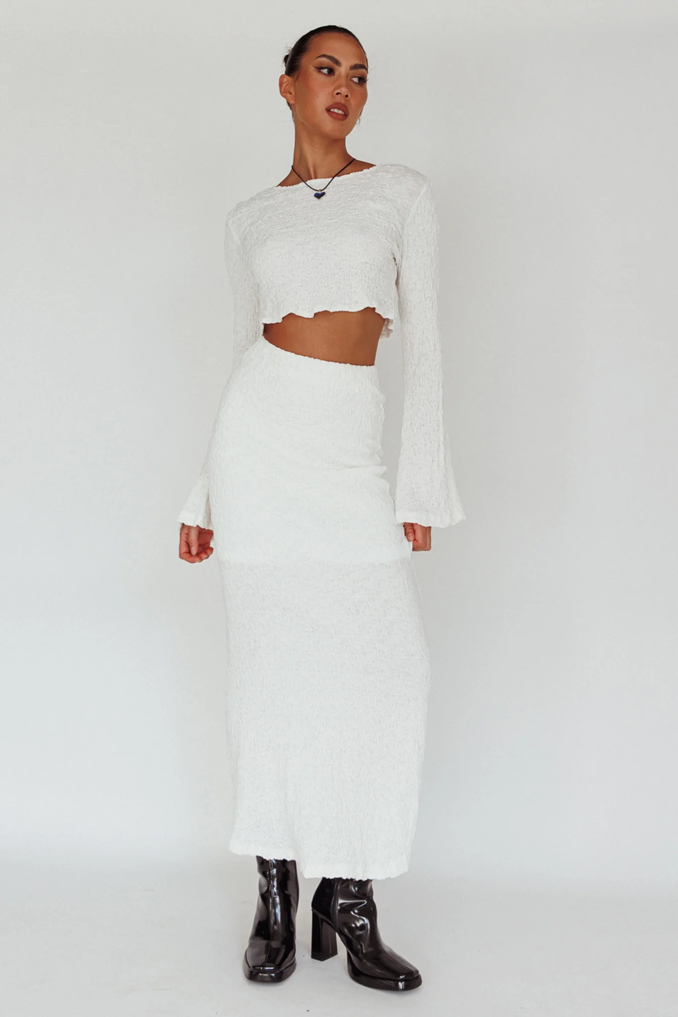 Treasures Textured Midi Skirt White - Image 3