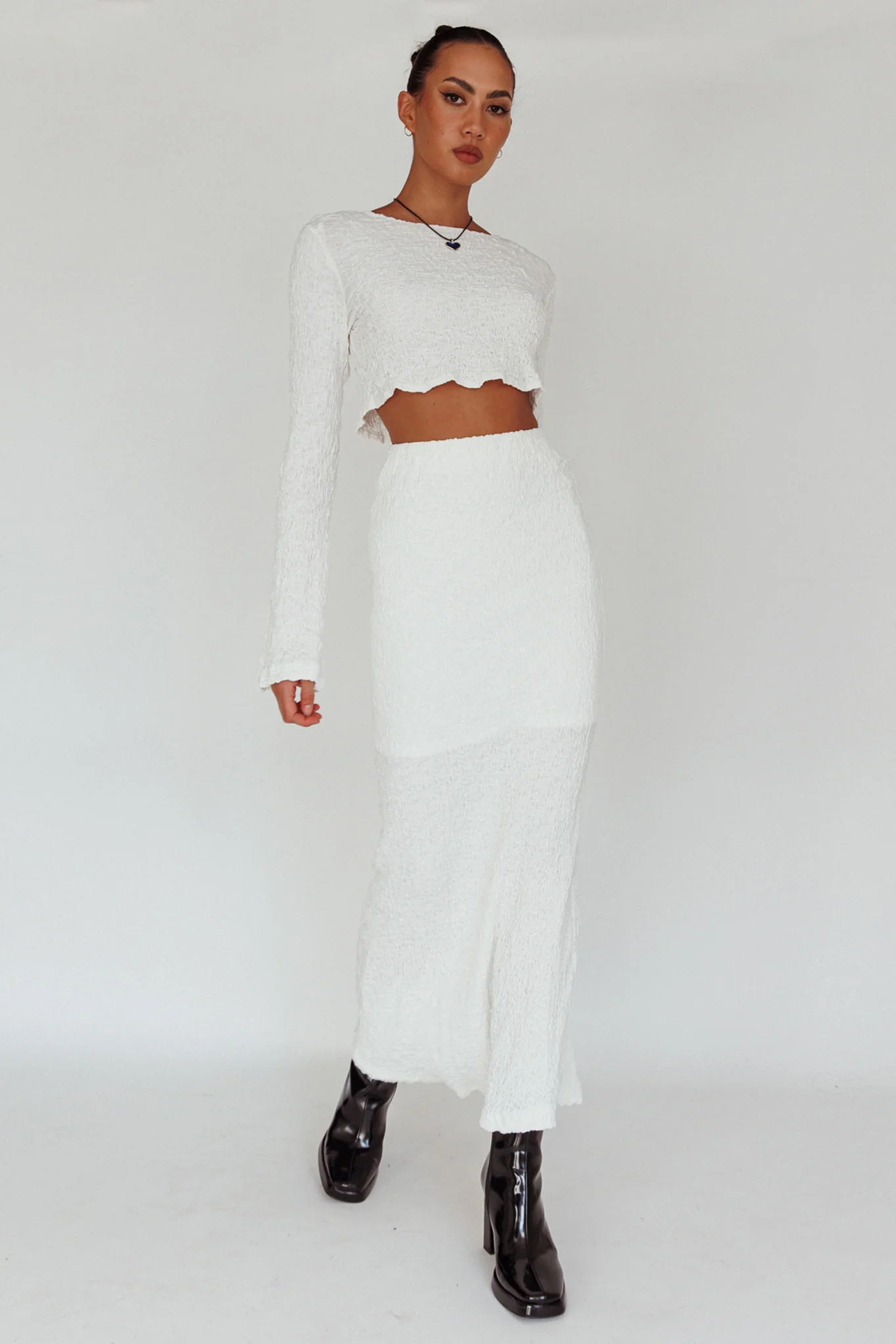 Treasures Textured Midi Skirt White - Image 5