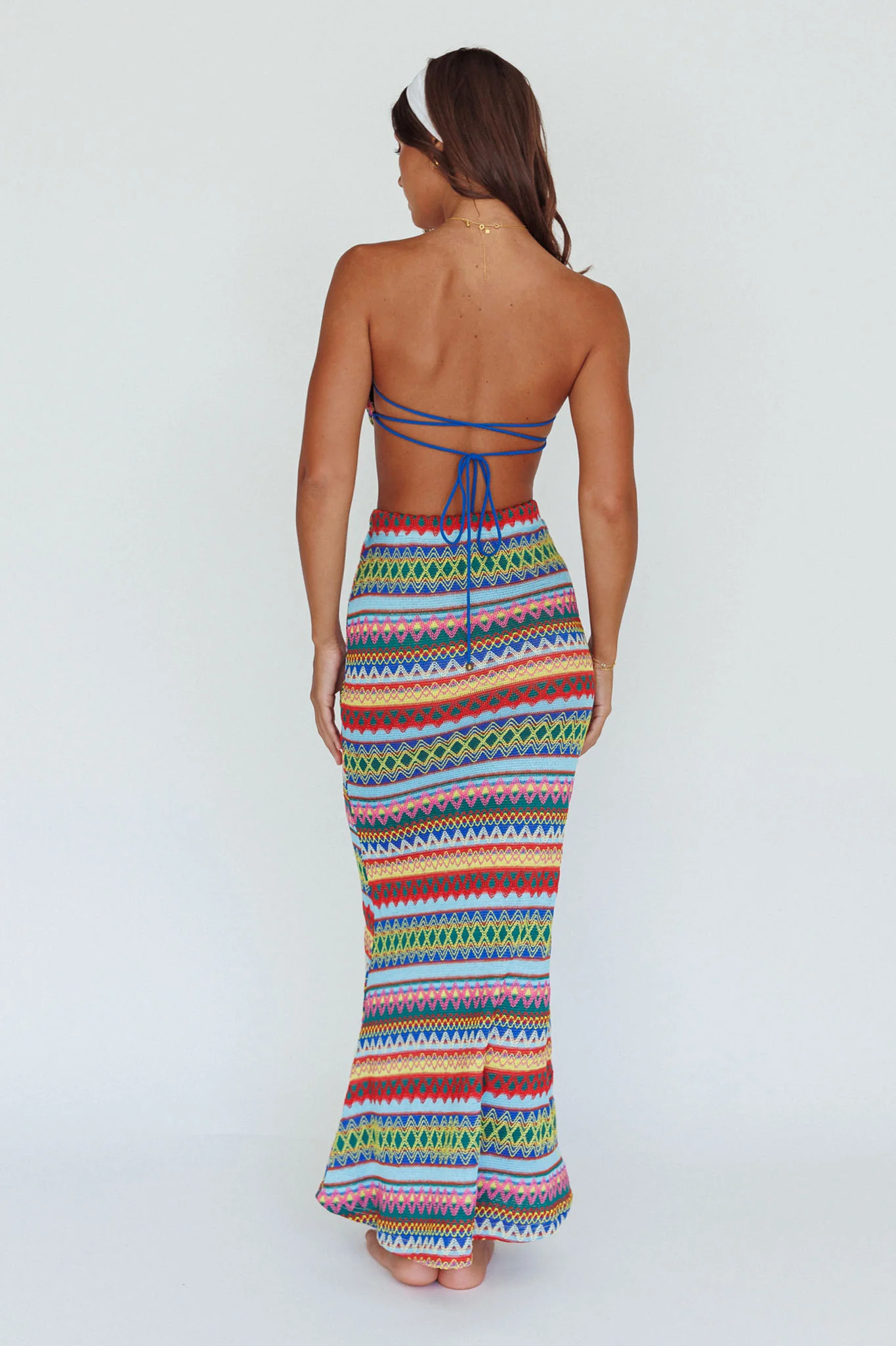 Tulum Knit Midi Skirt Blue Multi - Image 2
