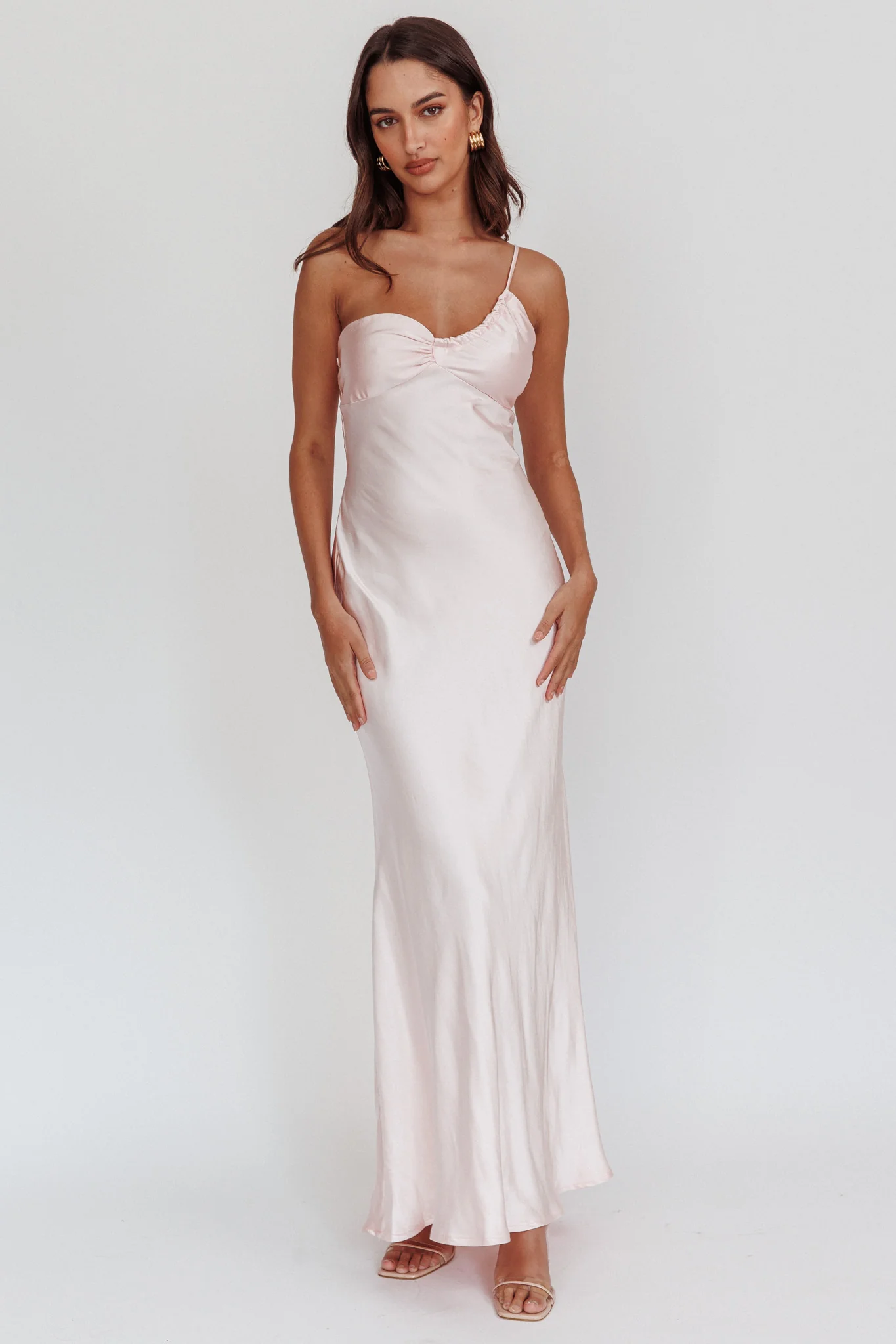 Twilight Tango One-Shoulder Maxi Dress Blush - Image 4