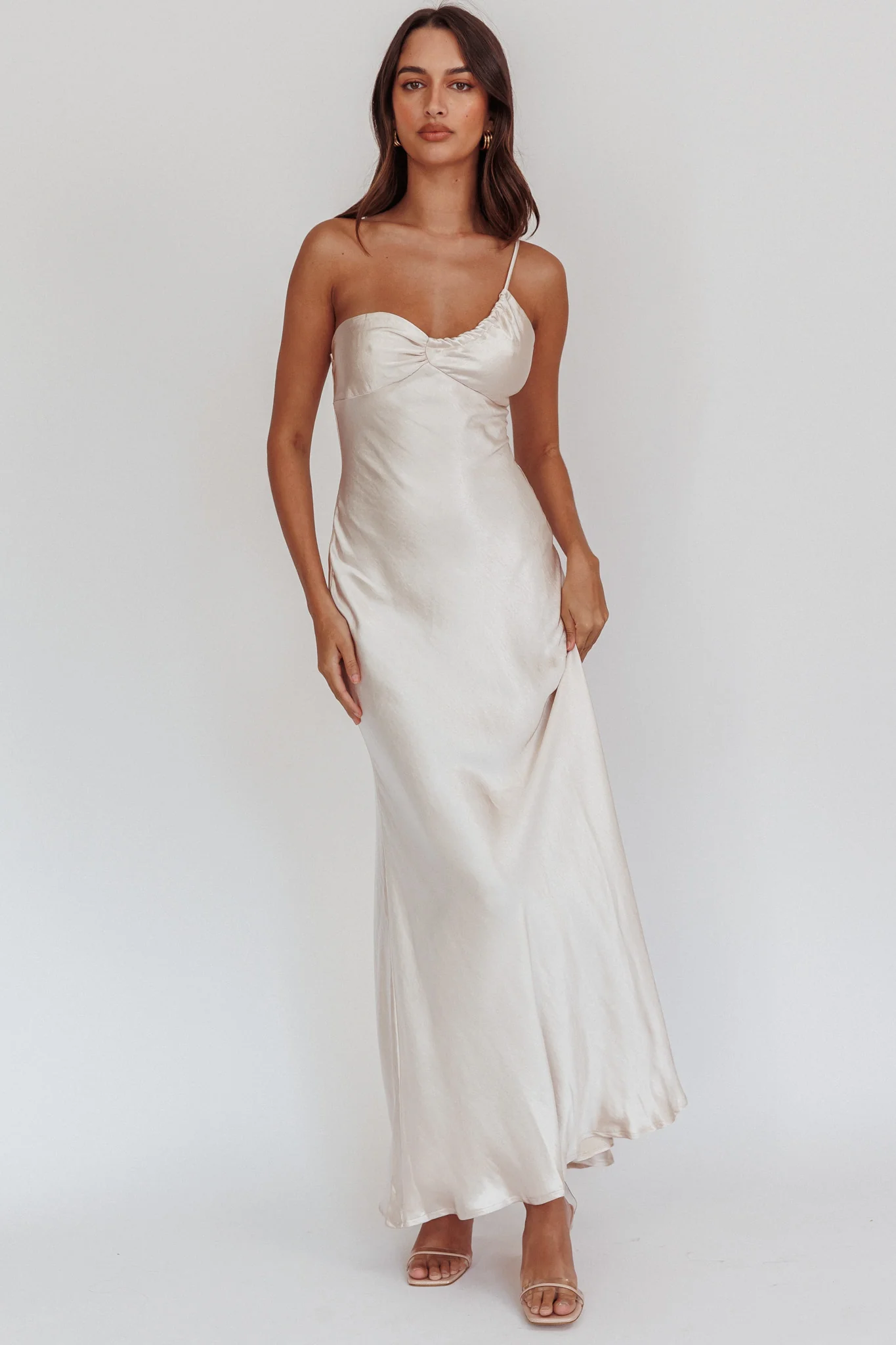 Twilight Tango One-Shoulder Maxi Dress Champagne - Image 6