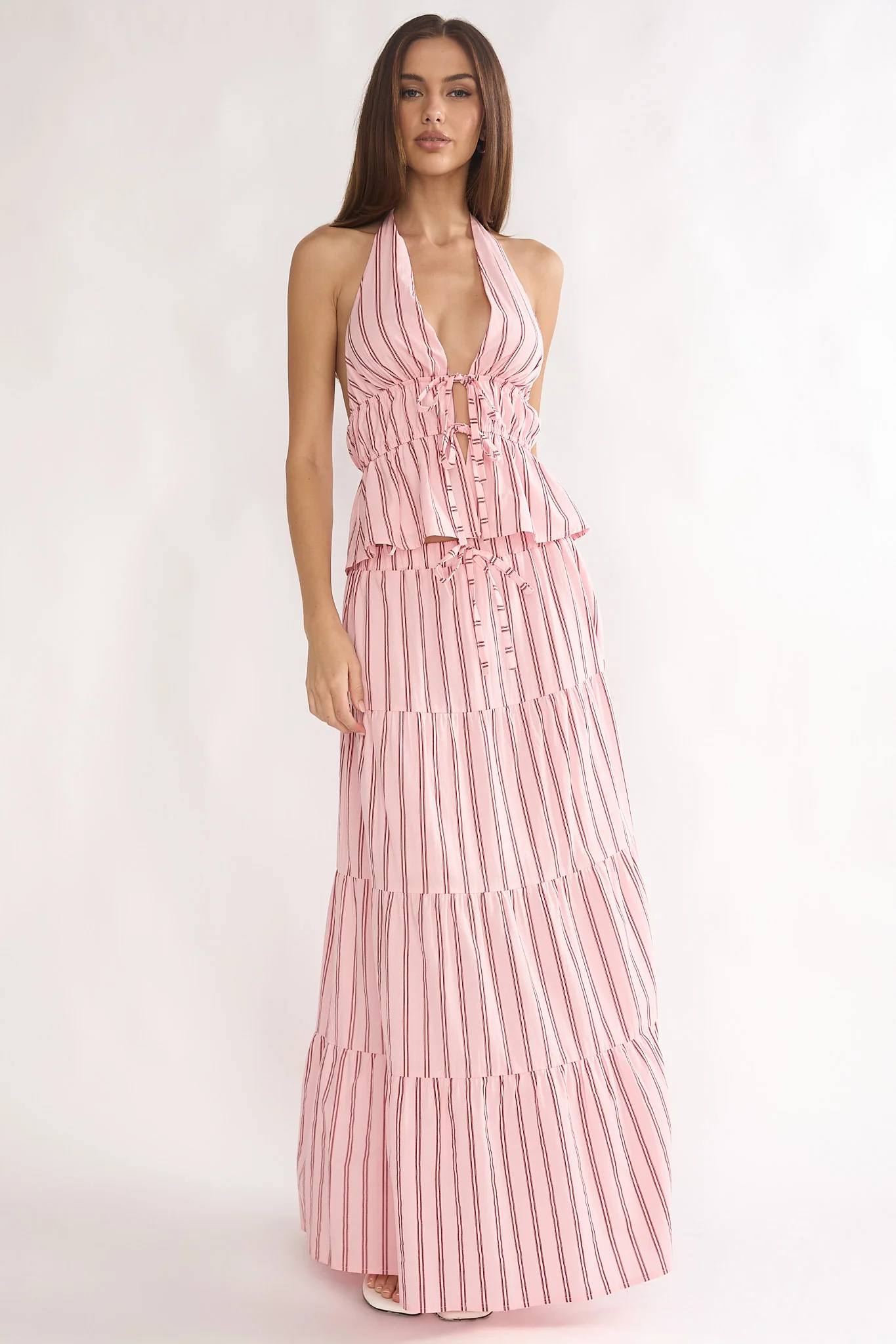 Under The Moons A-Line Maxi Skirt Stripe Pink - Image 5