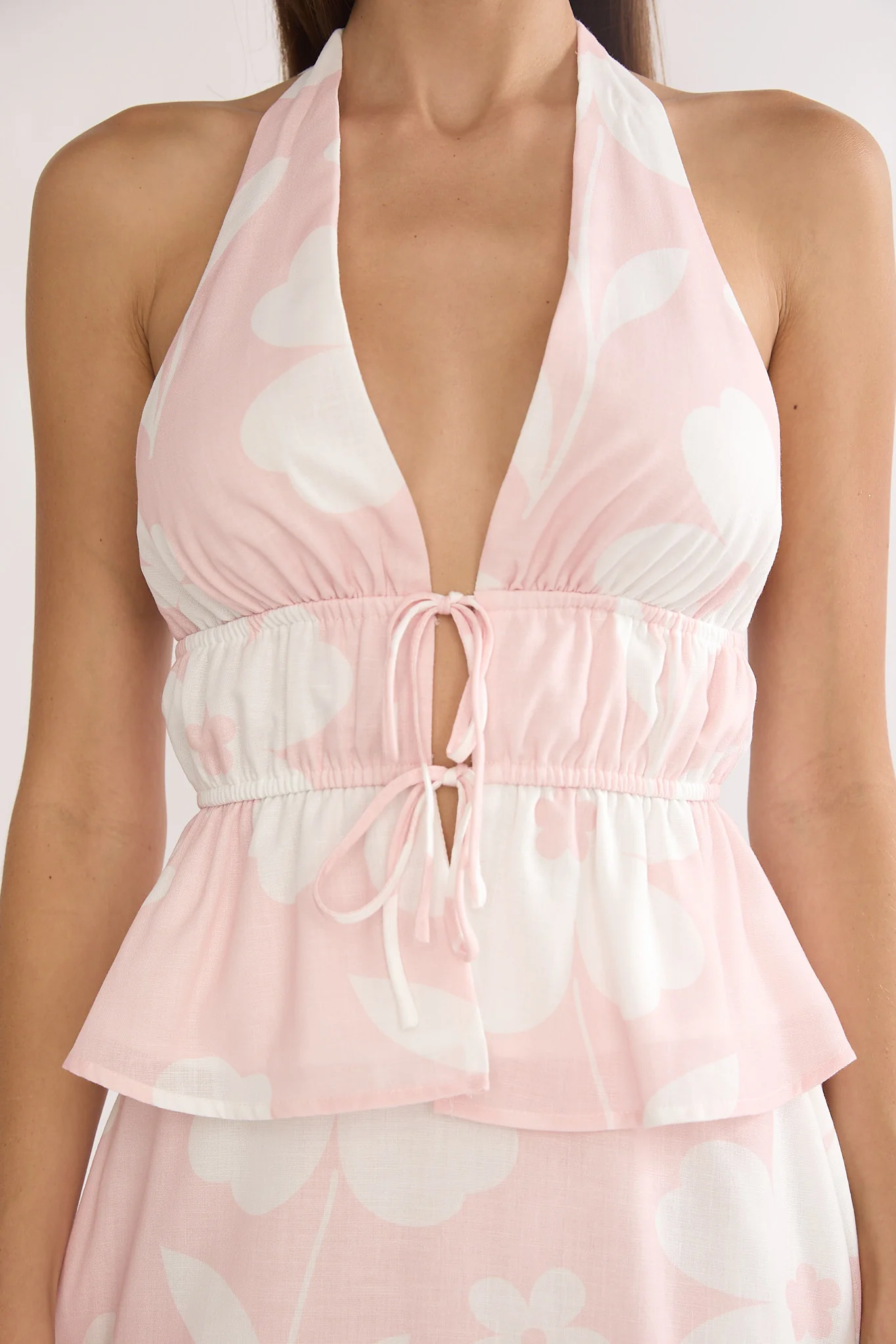 Under The Moons Tied Front Halter Top Floral - Image 4