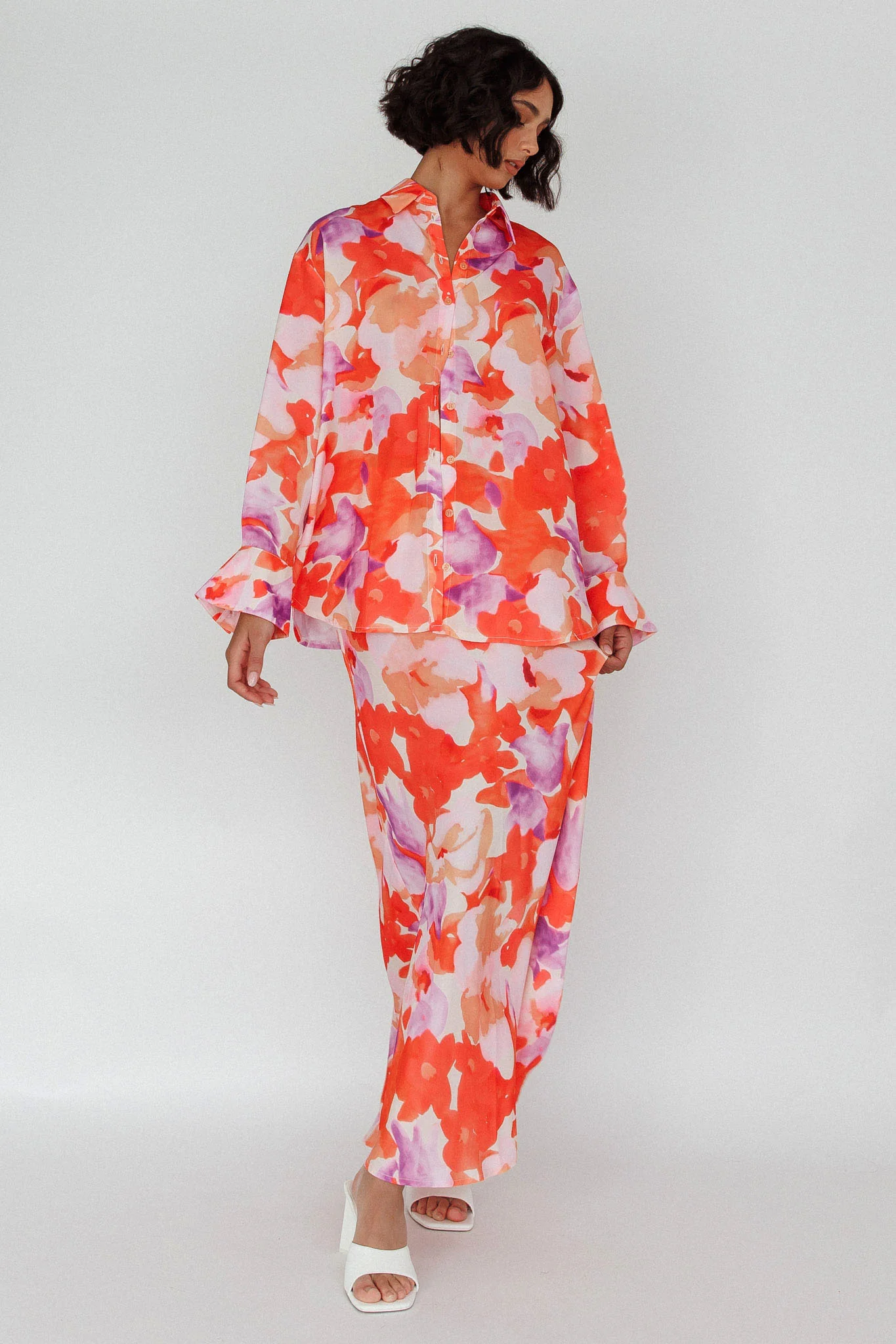 Vacation Midi Skirt Floral Orange/Purple - Image 5