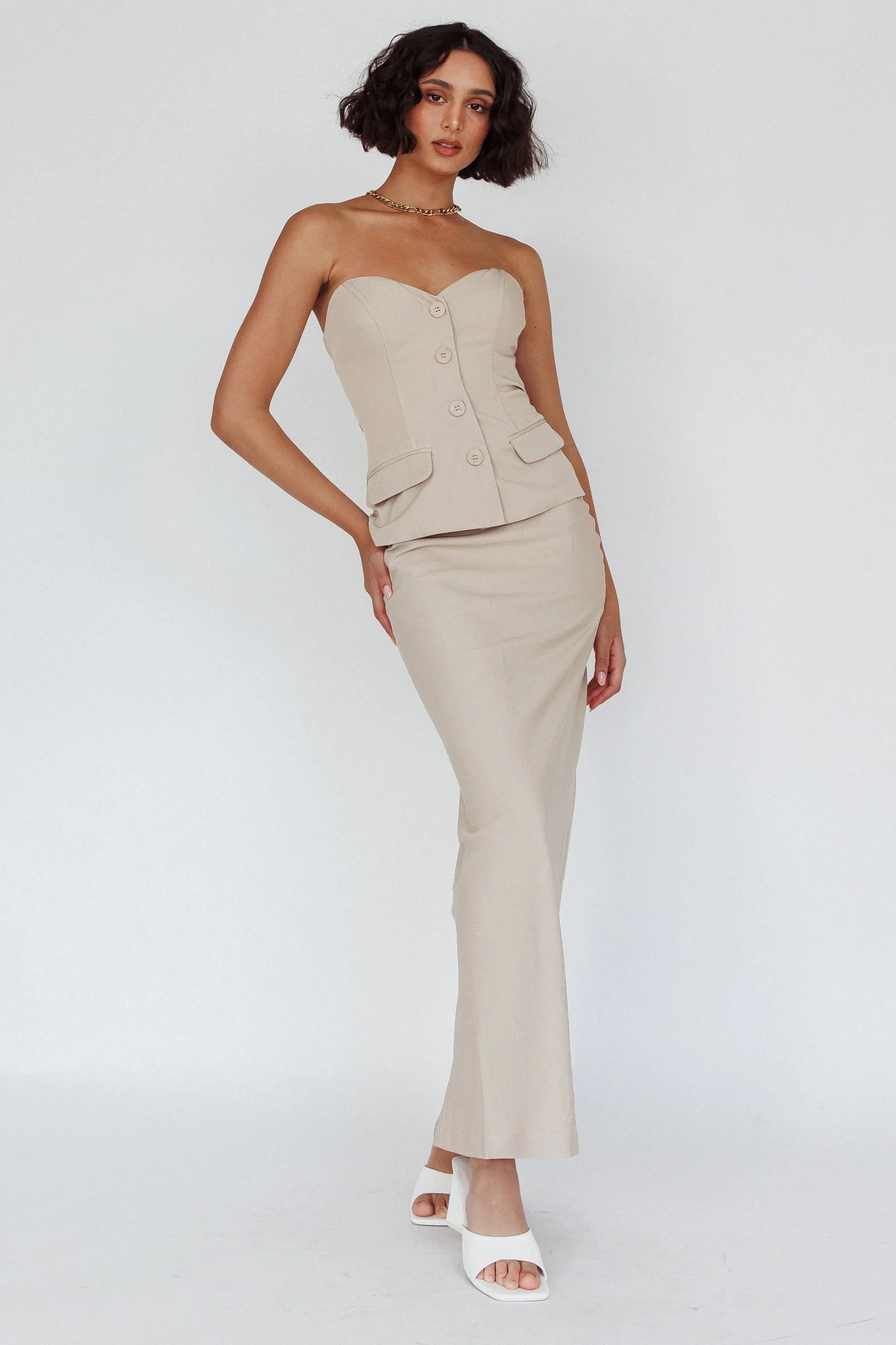 Valencia Flare Midi Skirt Oat - Image 2