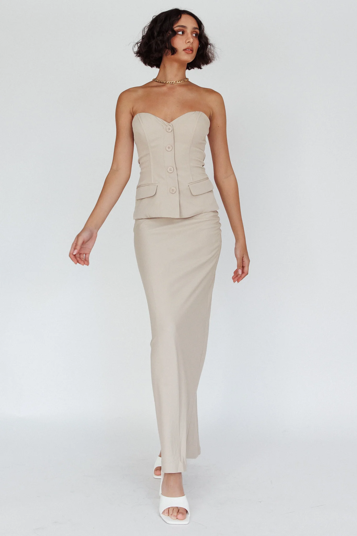 Valencia Flare Midi Skirt Oat - Image 5