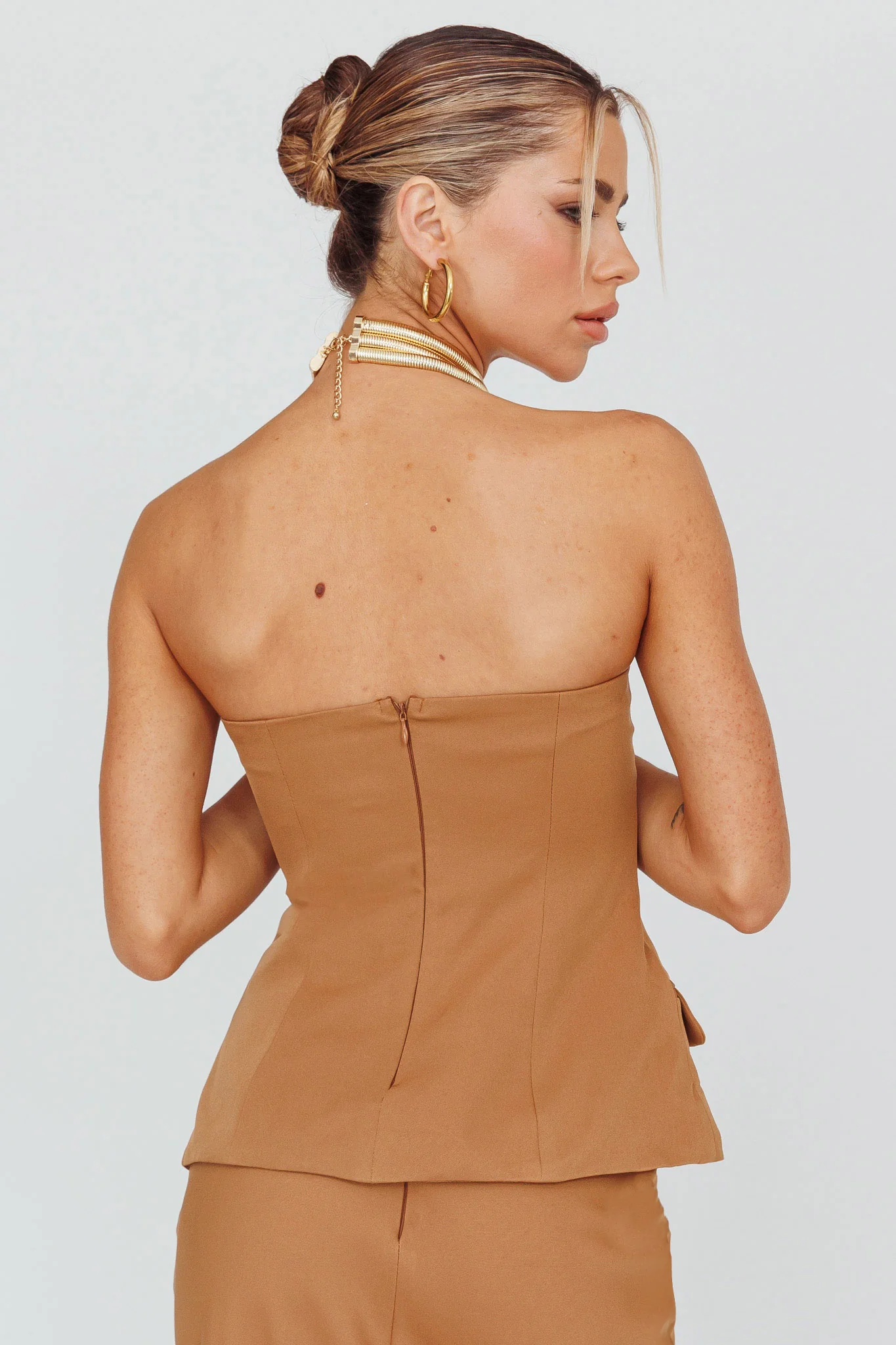 Valencia Strapless Bustier Top Mocha - Image 2