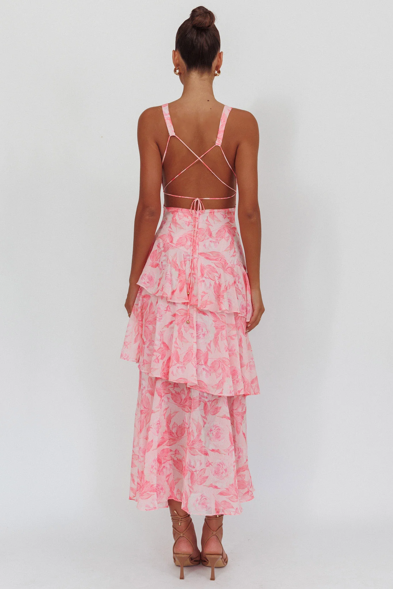 Veda Strappy Back Maxi Dress Floral Pink - Image 3