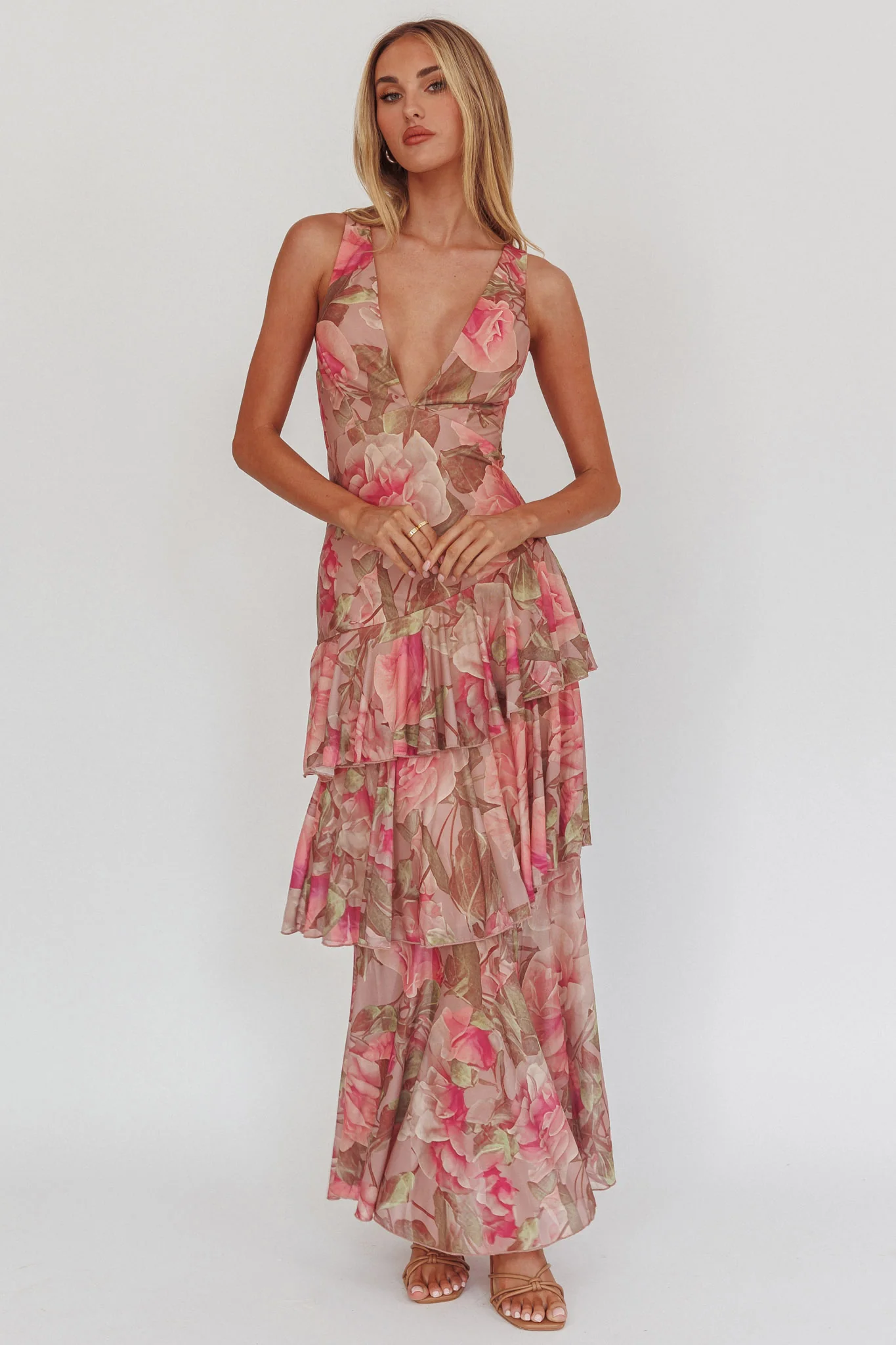 Veda Strappy Back Maxi Dress Roses Blush - Image 6