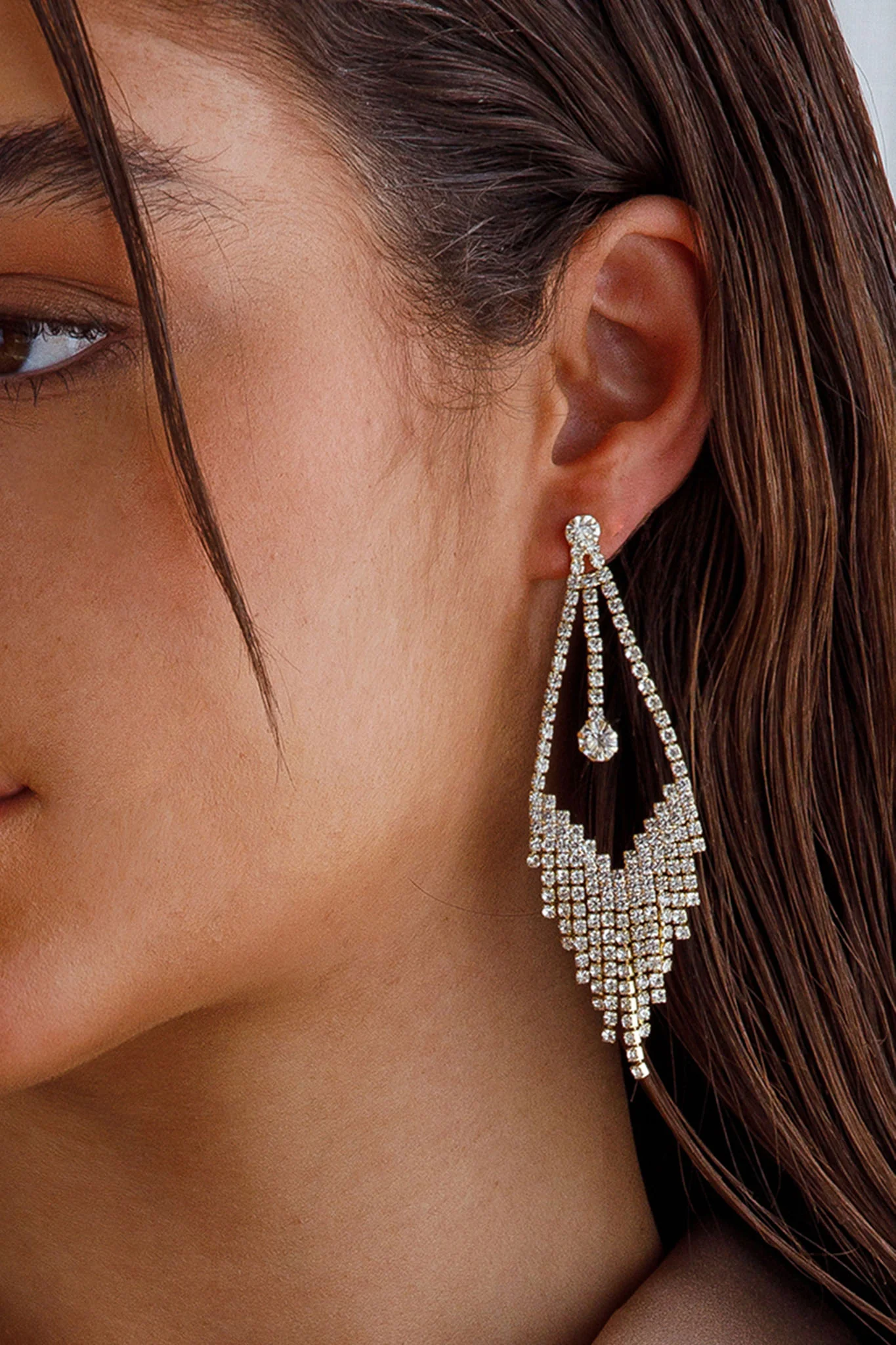 Victoria Diamante Tassel Earrings Gold - Image 2