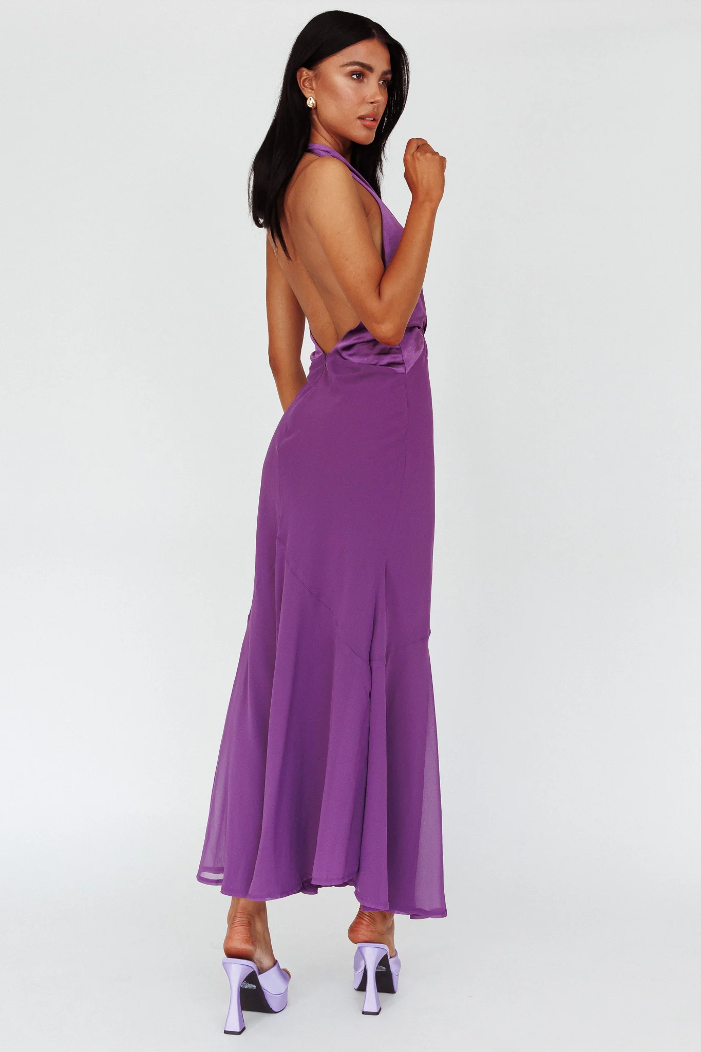 Vision Halterneck Midi Dress Violet - Image 2