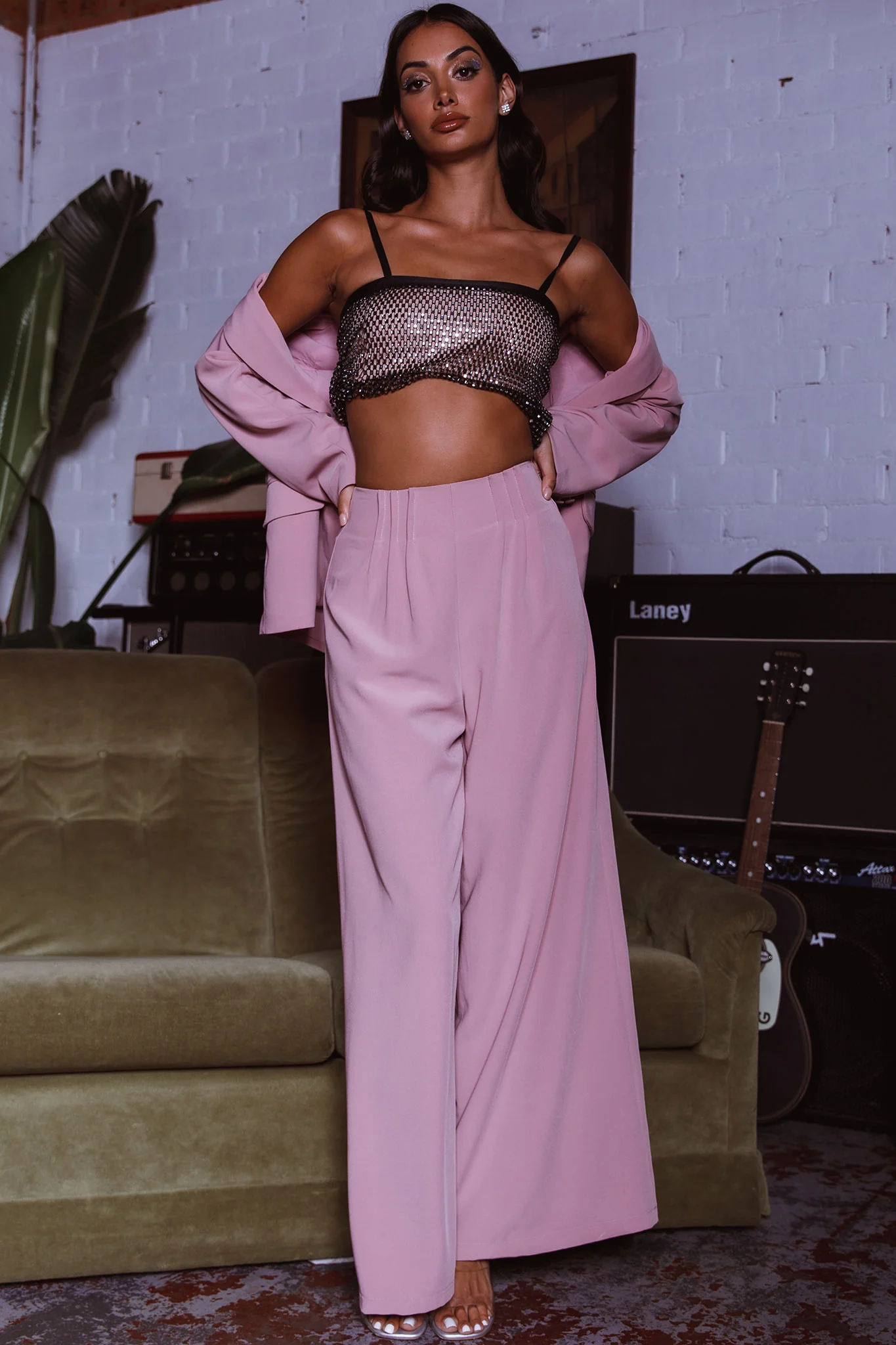 Vous Etes Belle Pleated Waist Pants Blush - Image 4