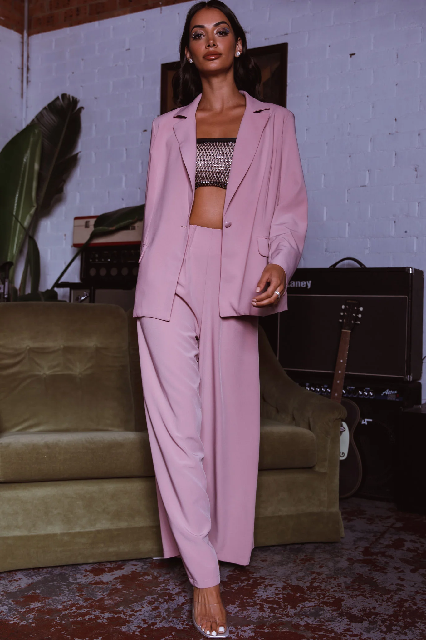 Vous Etes Belle Pleated Waist Pants Blush - Image 9