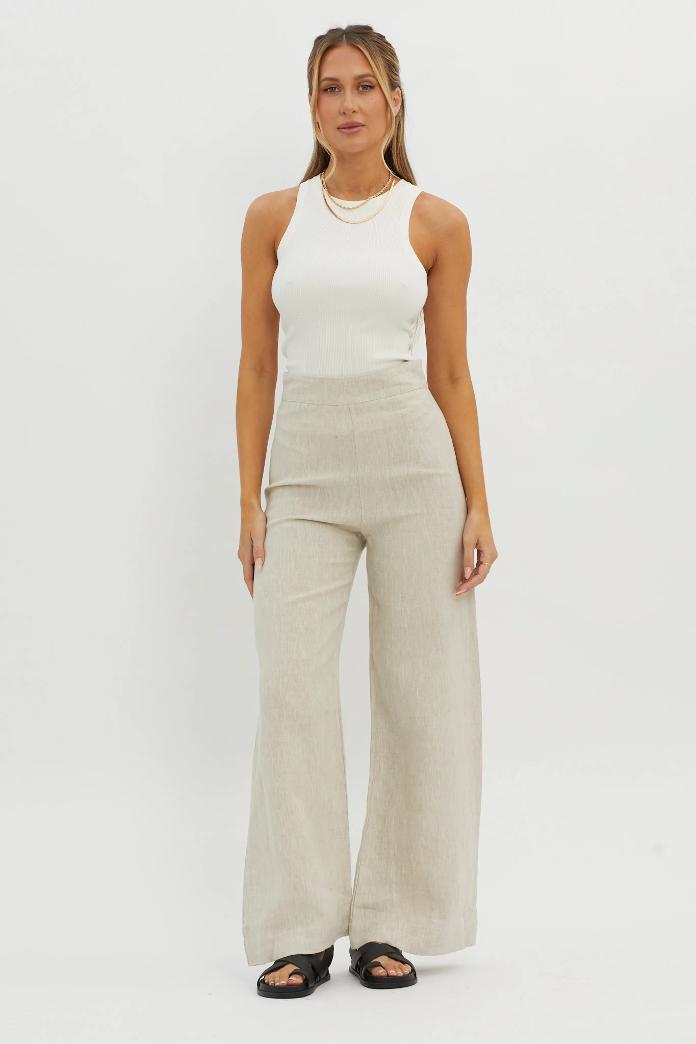 Wanda Wide Leg Pants Oat - Image 2
