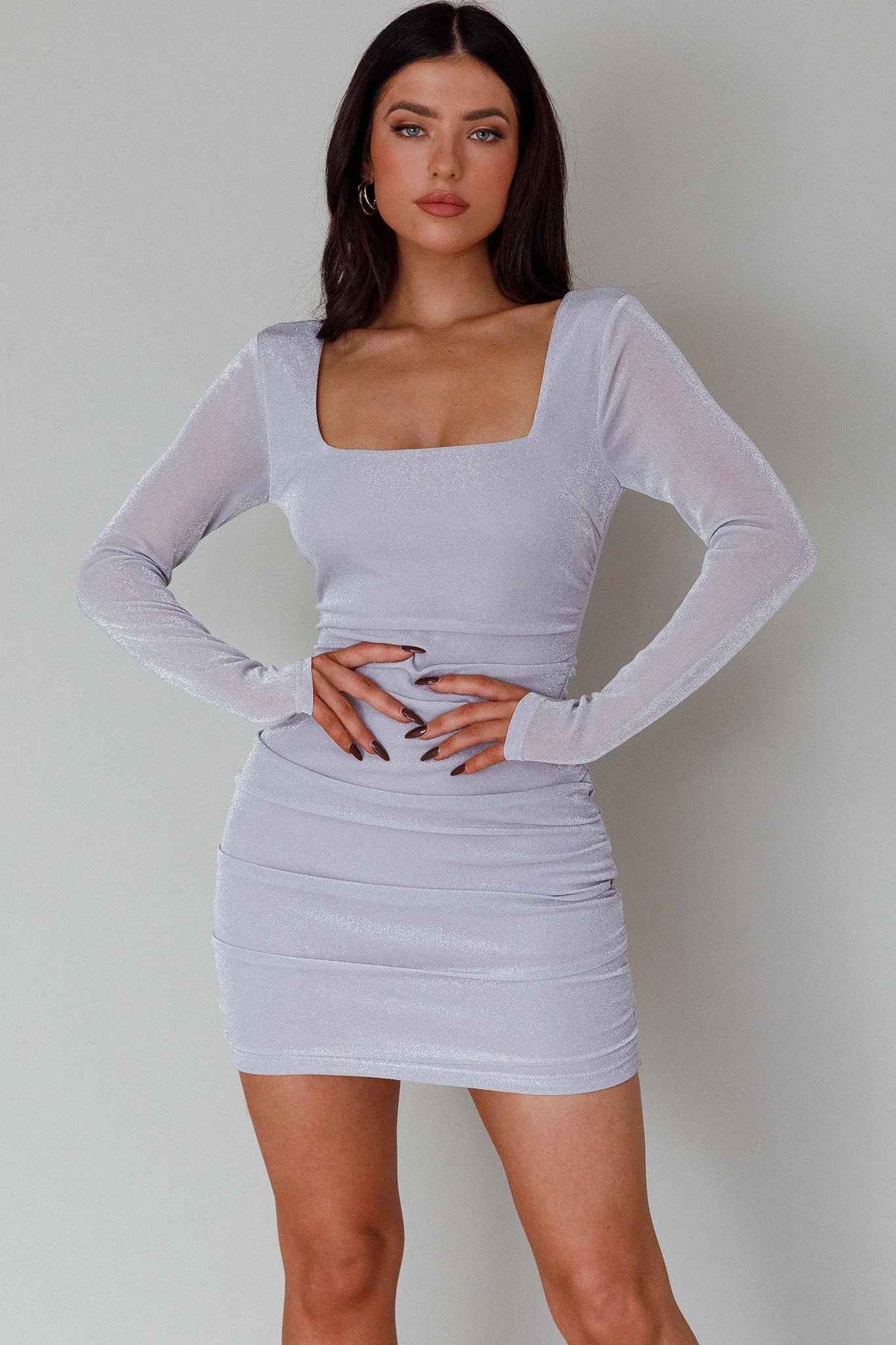 Wednesday Cowl Back Mini Dress Lilac - Image 5