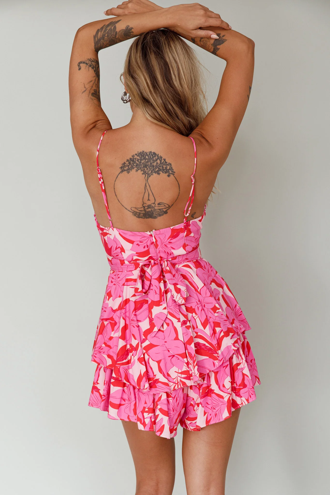 Well Versed Cowl Neckline Flounce Romper Lily Pink - Image 9
