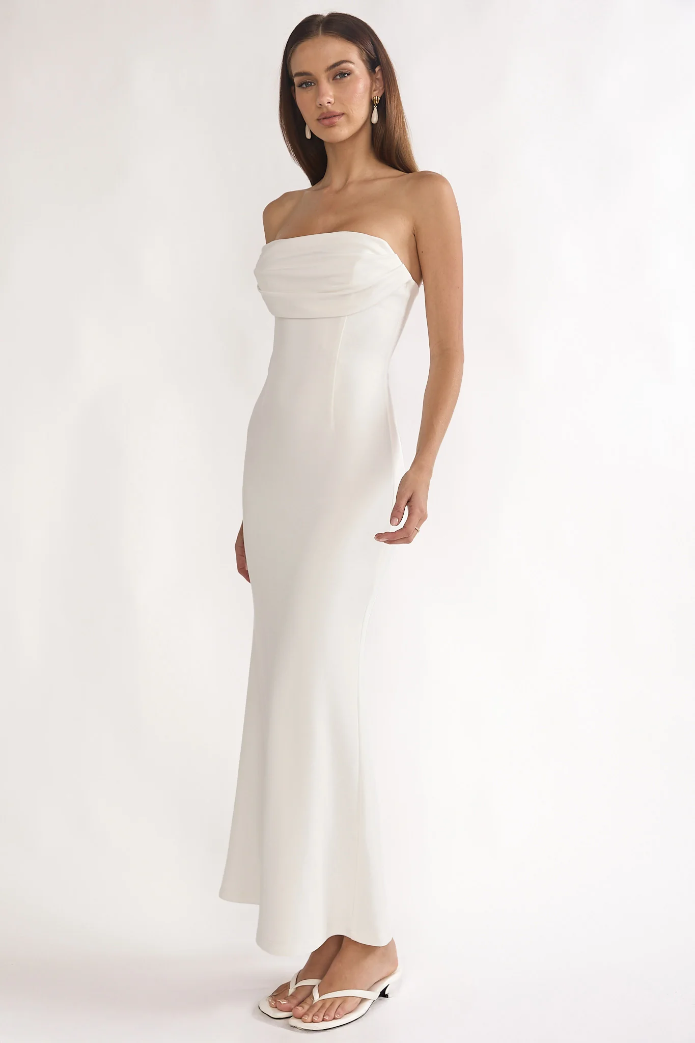 Well Versed Strapless Pleat Bust Maxi Dress White - Image 6