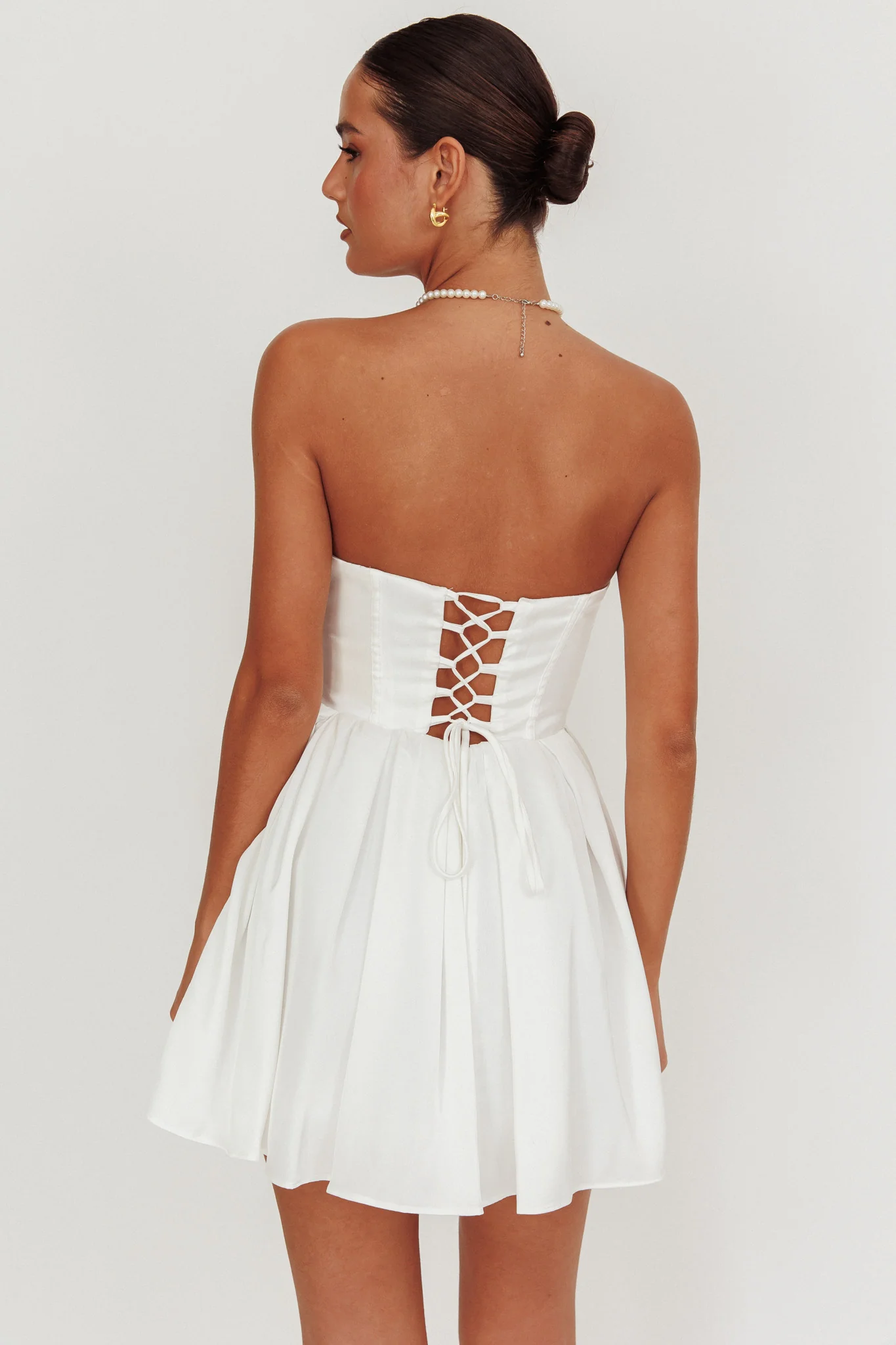 What I Like Sweetheart Neckline Mini Dress Ivory - Image 2