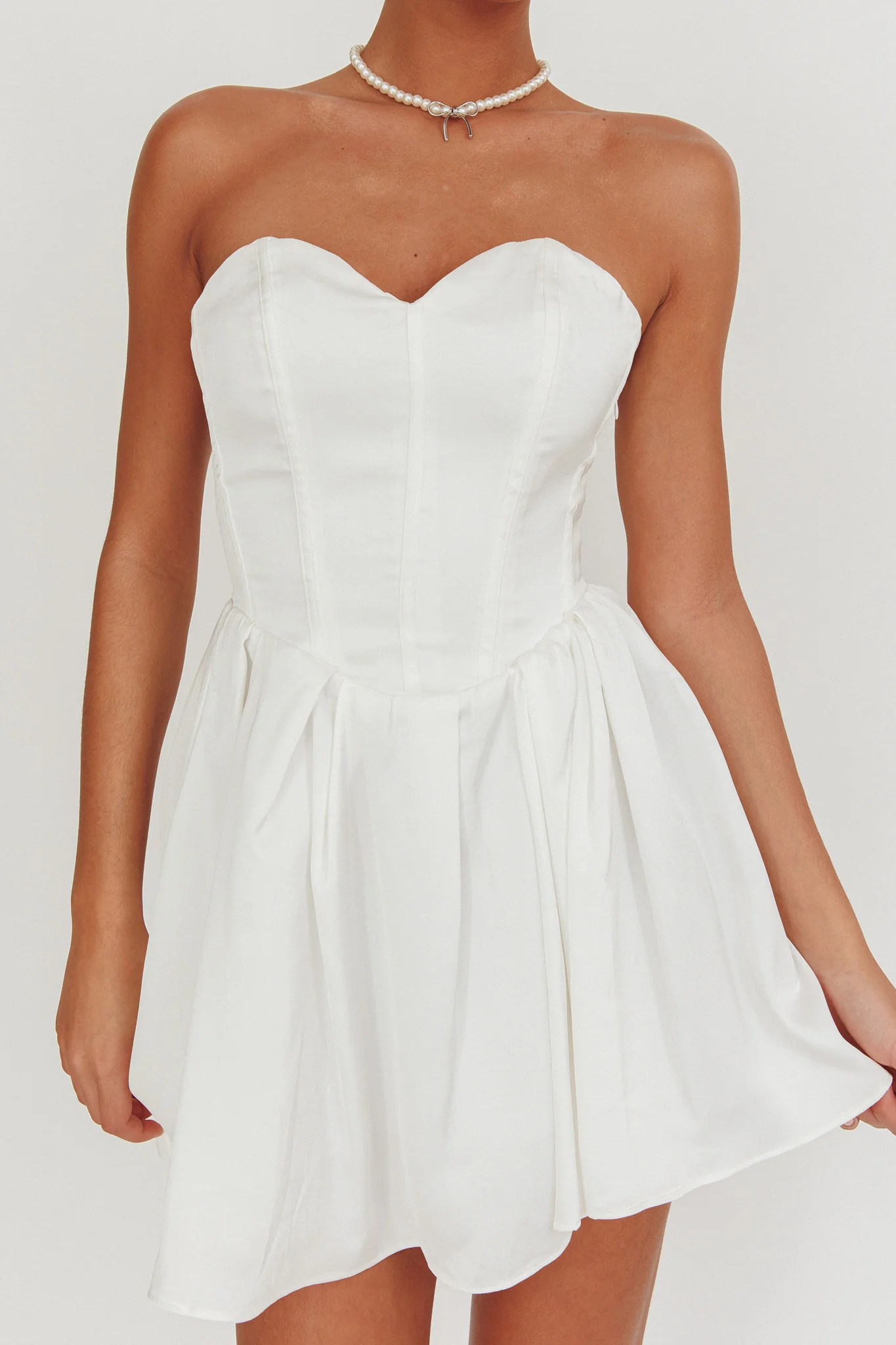 What I Like Sweetheart Neckline Mini Dress Ivory - Image 4