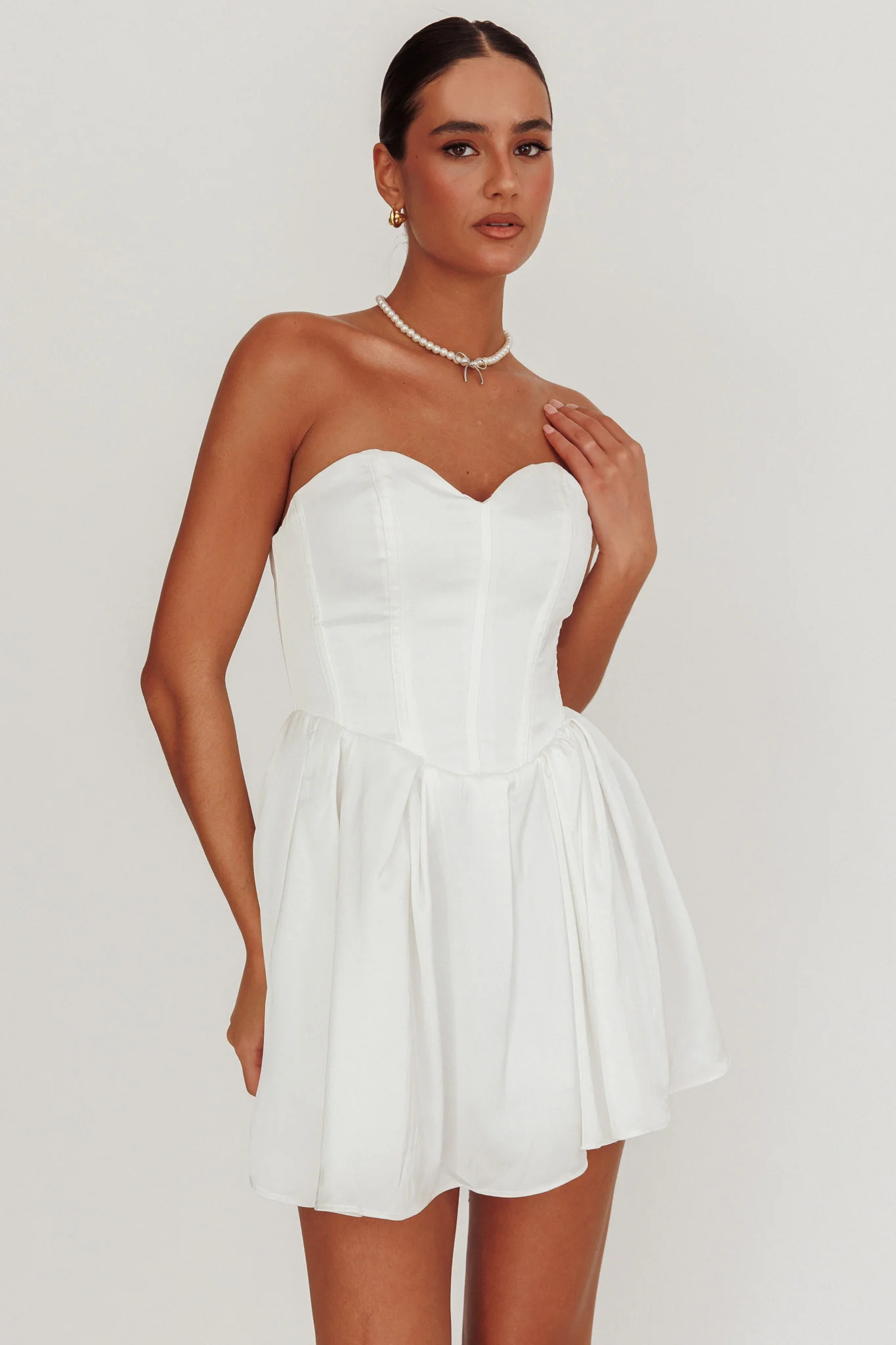 What I Like Sweetheart Neckline Mini Dress Ivory - Image 5