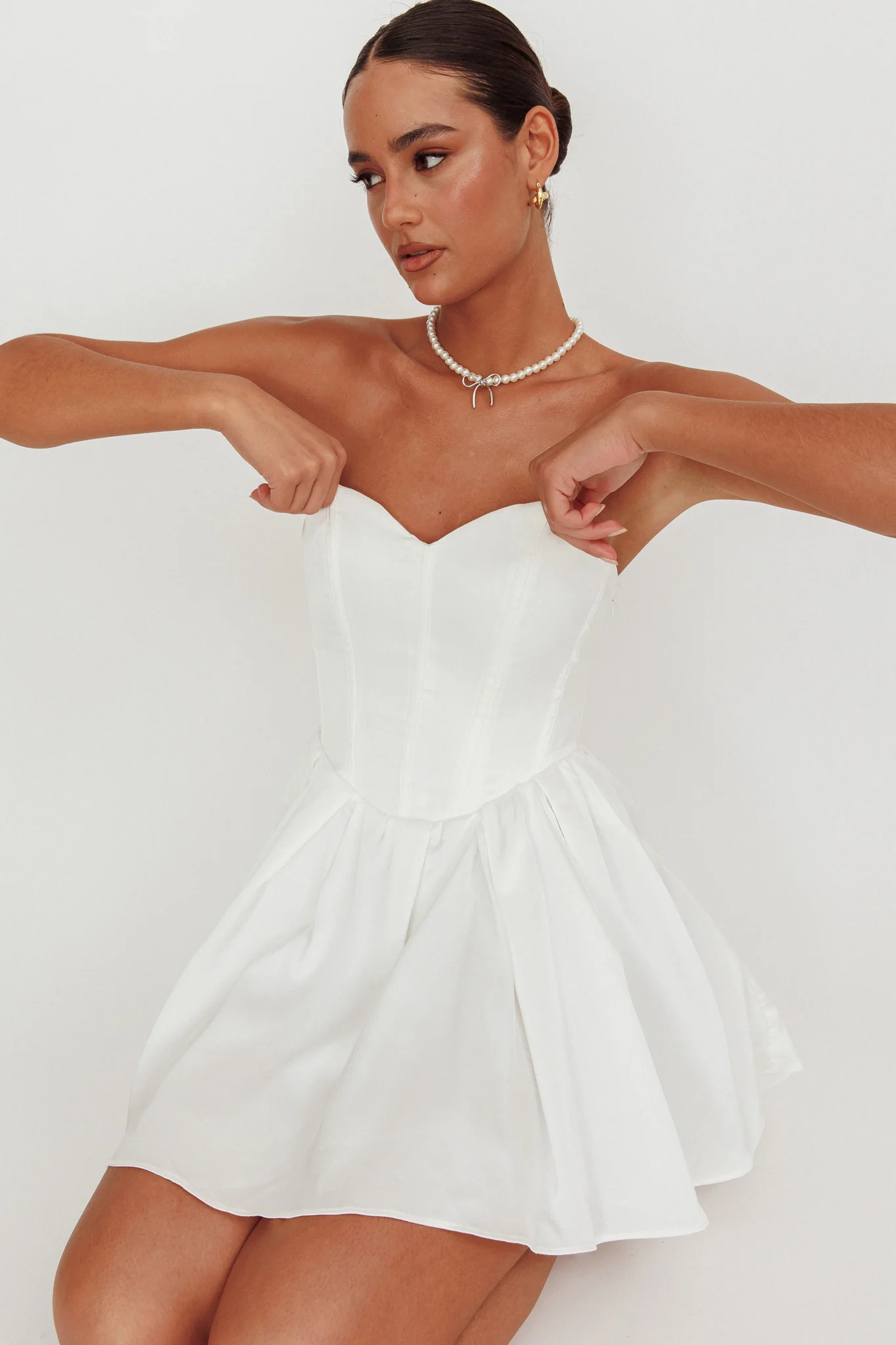 What I Like Sweetheart Neckline Mini Dress Ivory - Image 6