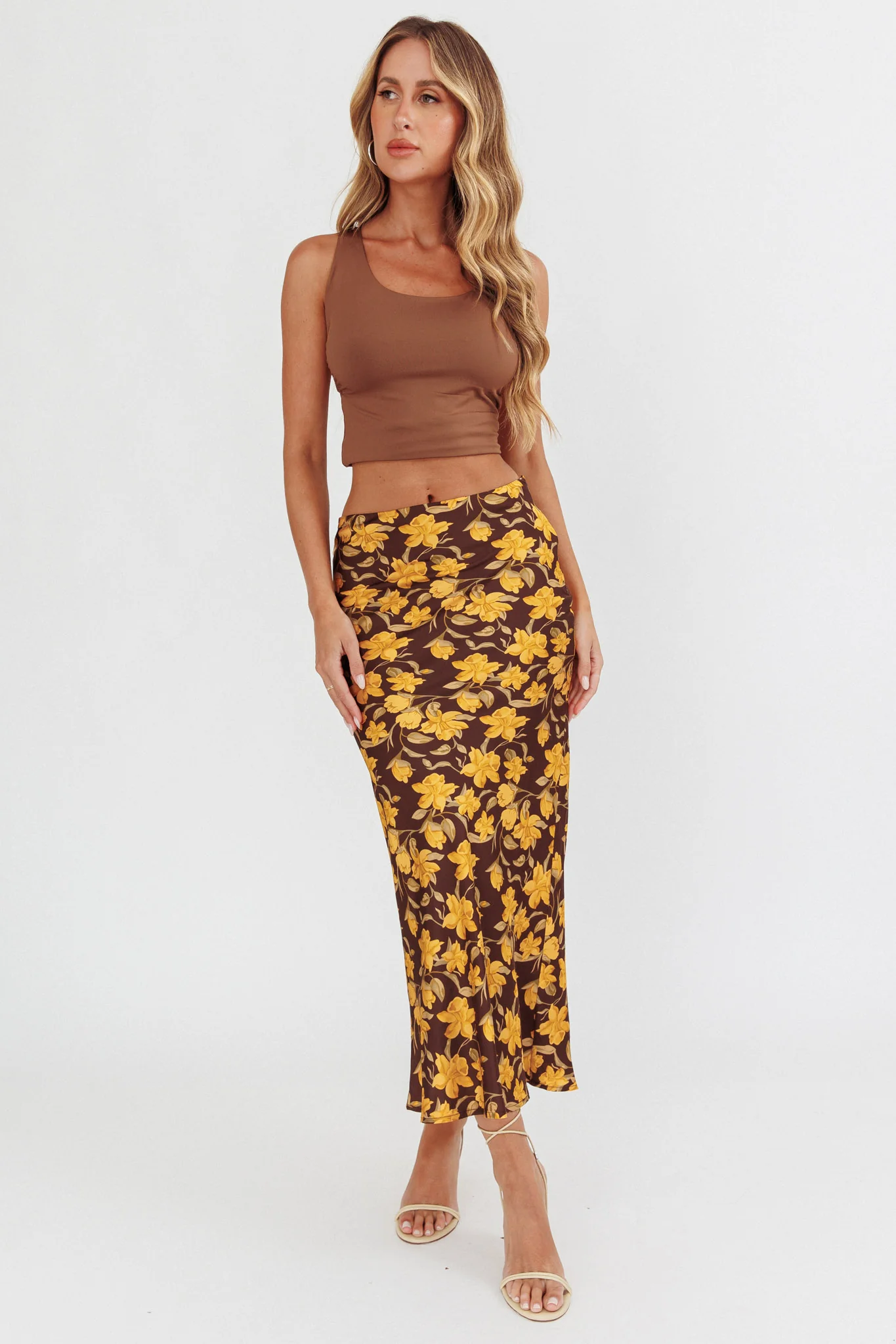 Wild Wanderings Midi Skirt Floral Brown - Image 4