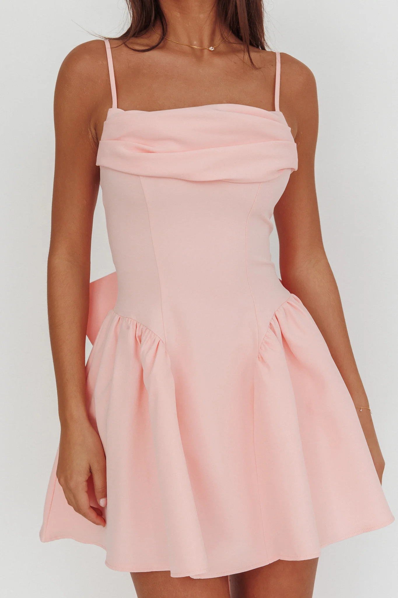Wilder Oversized Back Bow Mini Dress Pink - Image 3